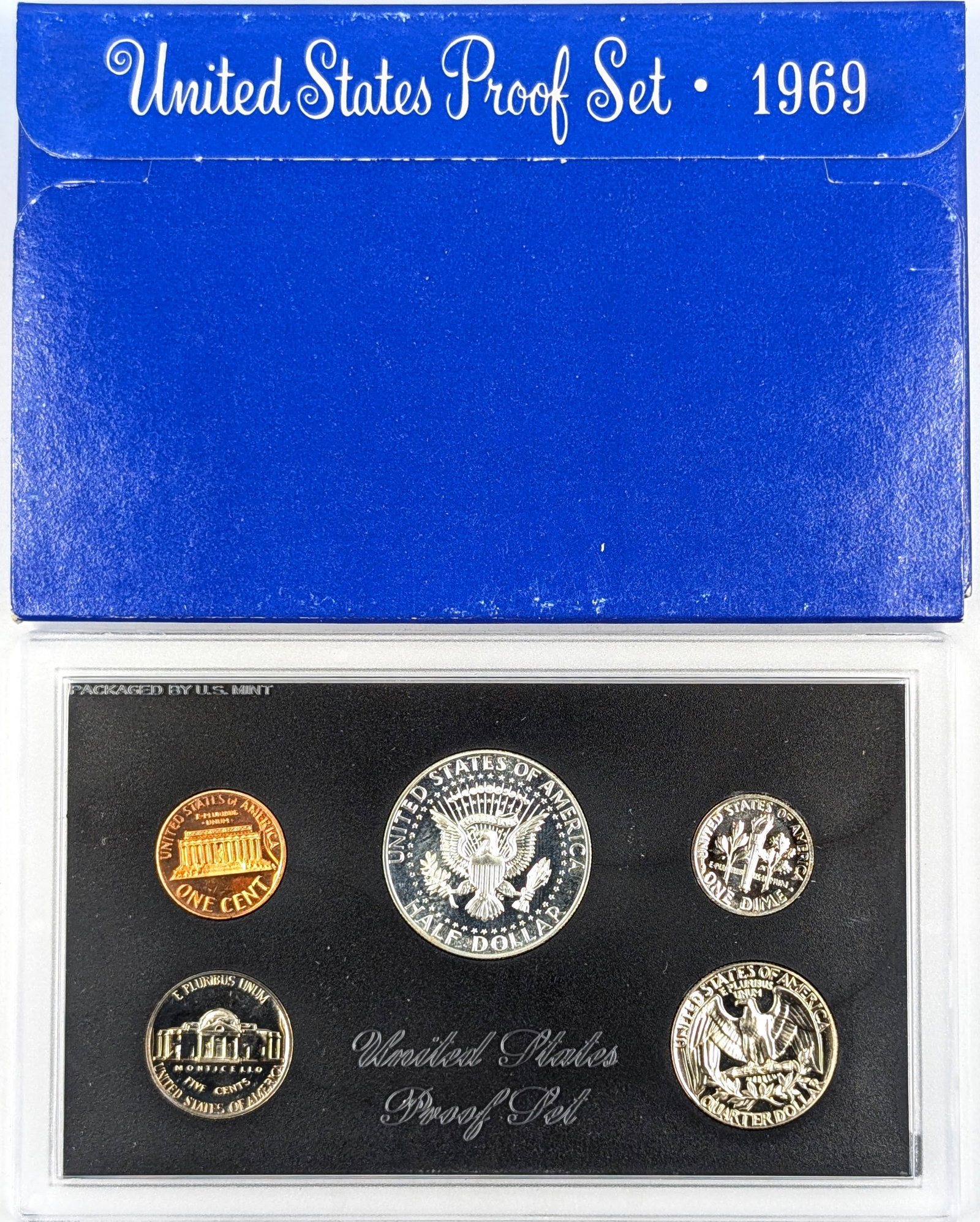 1969 US Mint Proof Set w/ Silver JFK Half - 2