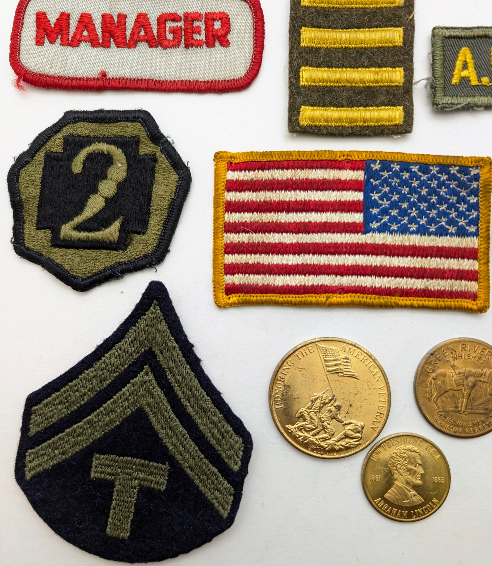 Large Lot of Military Patches, Stamps, Coins, & photo - 5