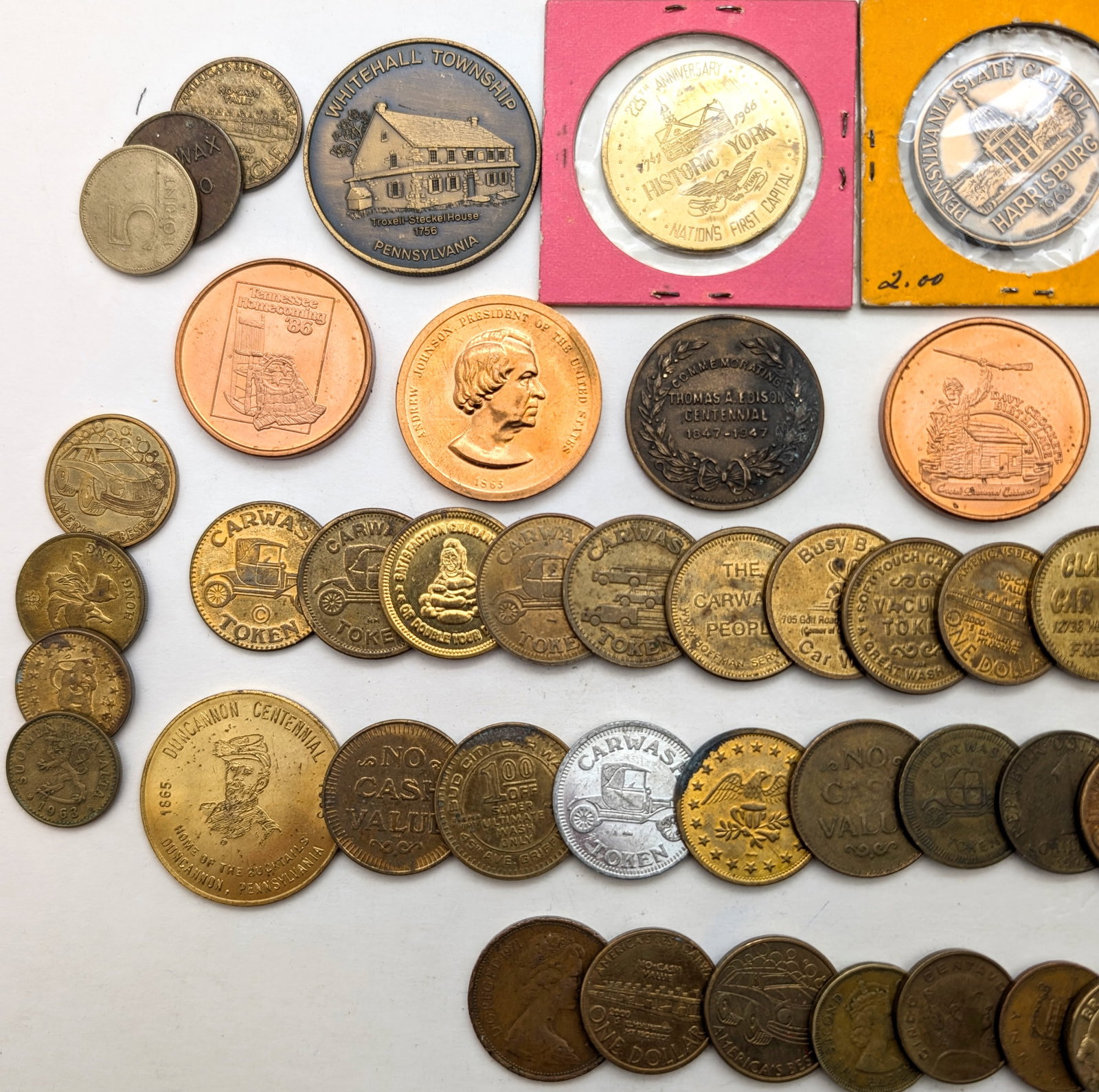Large Lot of Casino and Car Wash Tokens - 2