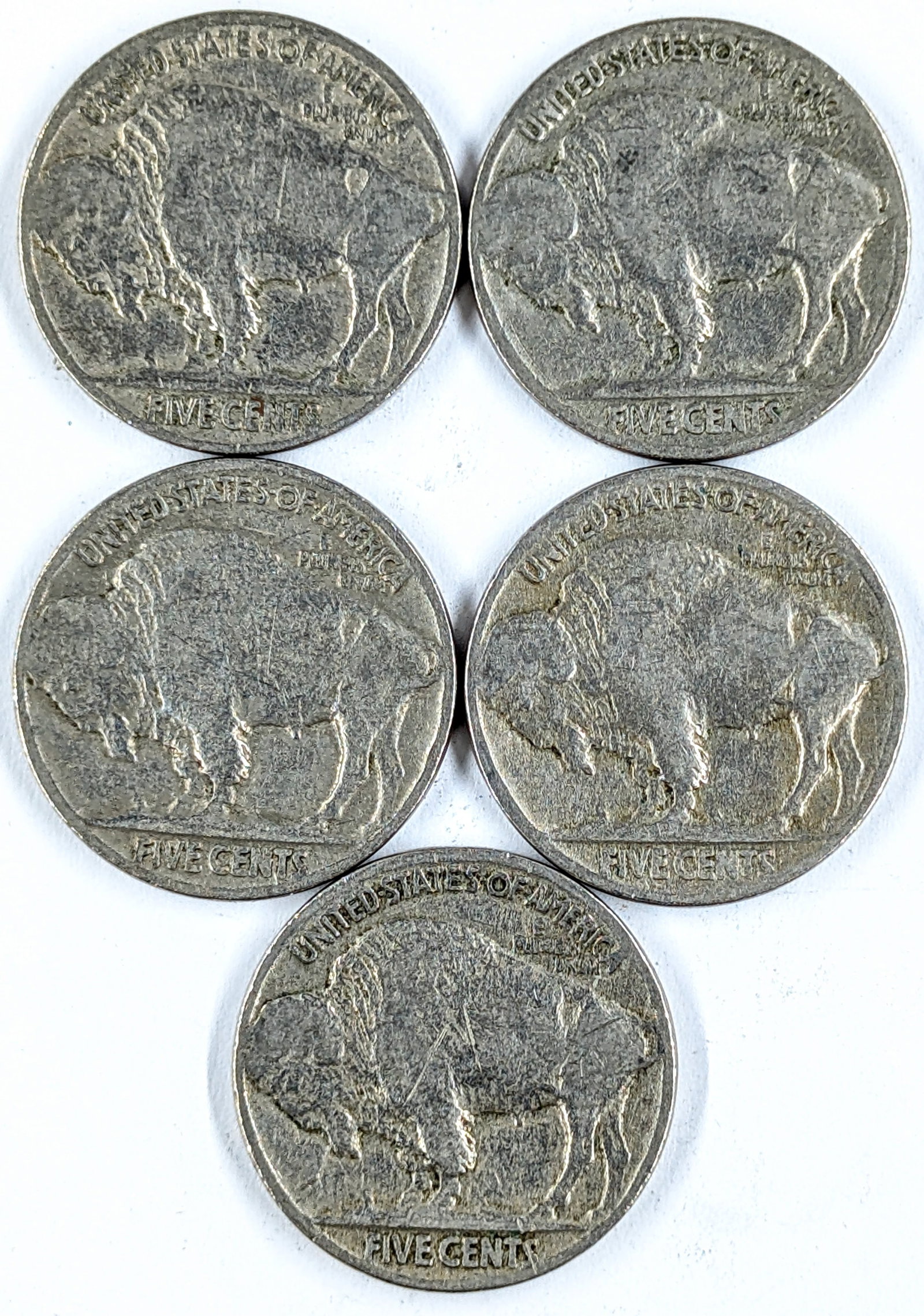 Lot of 5 Buffalo Head Nickels- 1927-1935 - 2