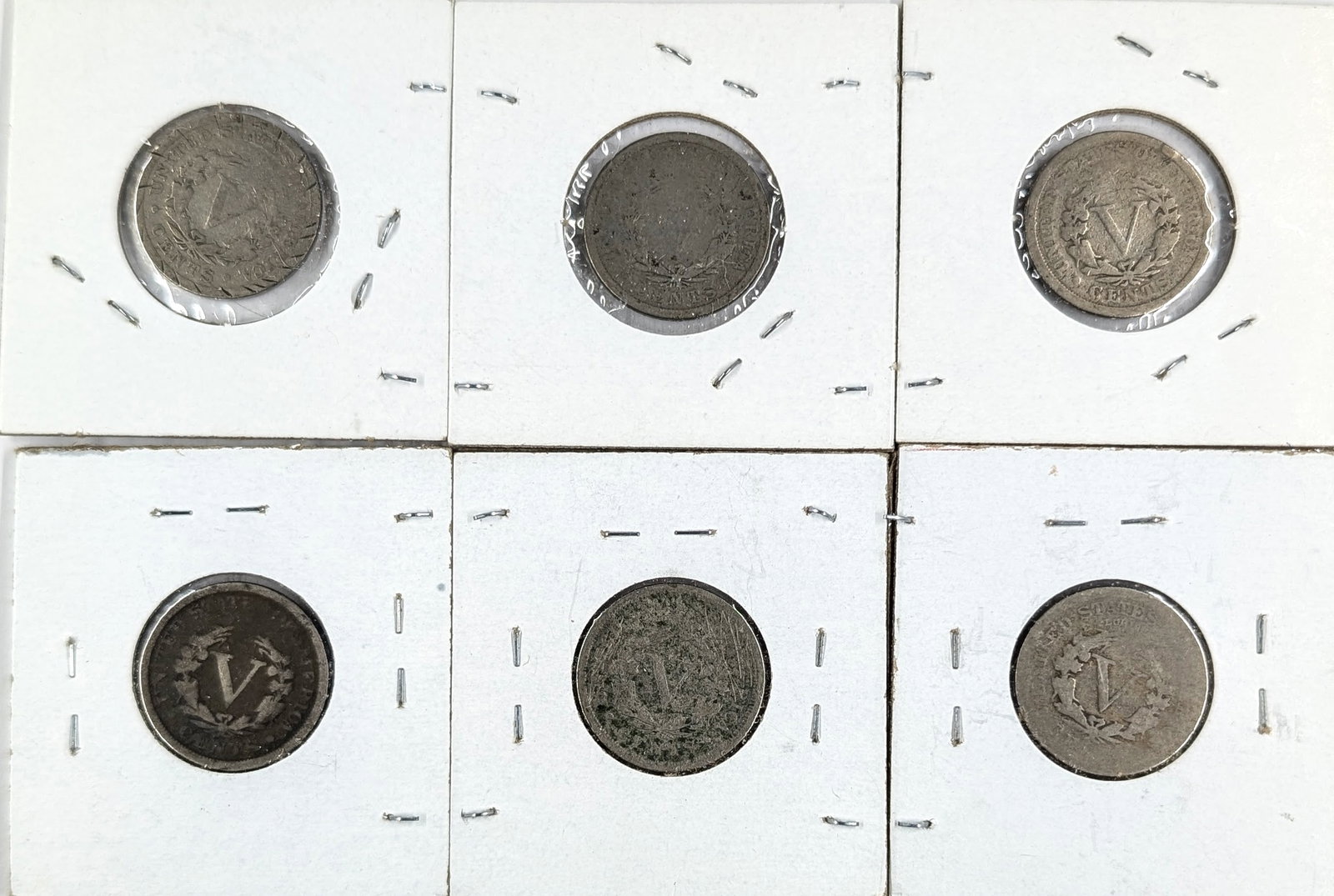 Lot of 6 Liberty V Nickels- 1898-1911 - 2