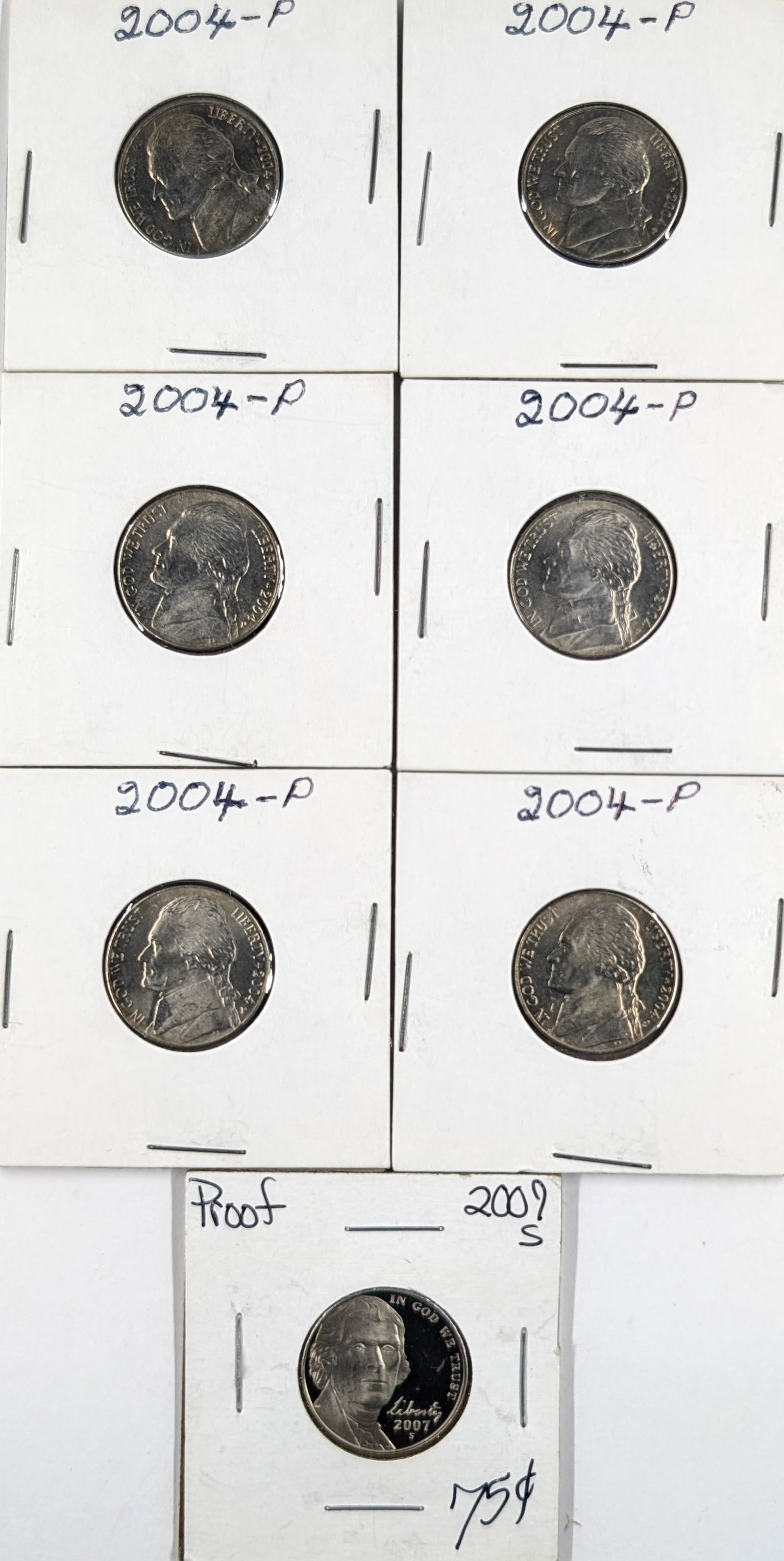 Lot of 7 Jefferson Nickels- 2004-2007: Some Uncirculated