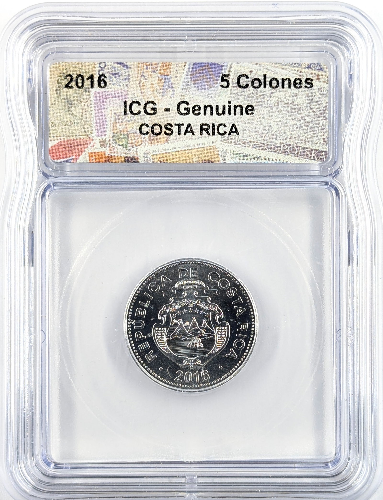 ICG 2016 Genuine Costa Rica 5 Colones Coin: Coin