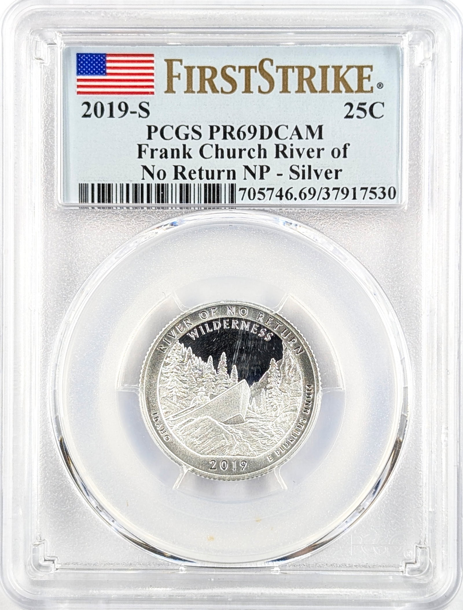 PCGS 2019-S PR69 Silver America The Beautiful Quarter- Frank Church River: Silver