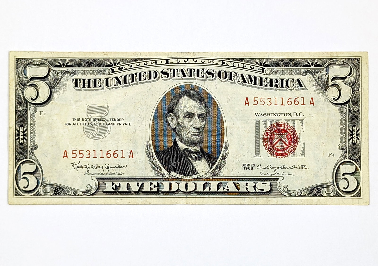 1963 $5 Note - Red Seal (1 of 2)