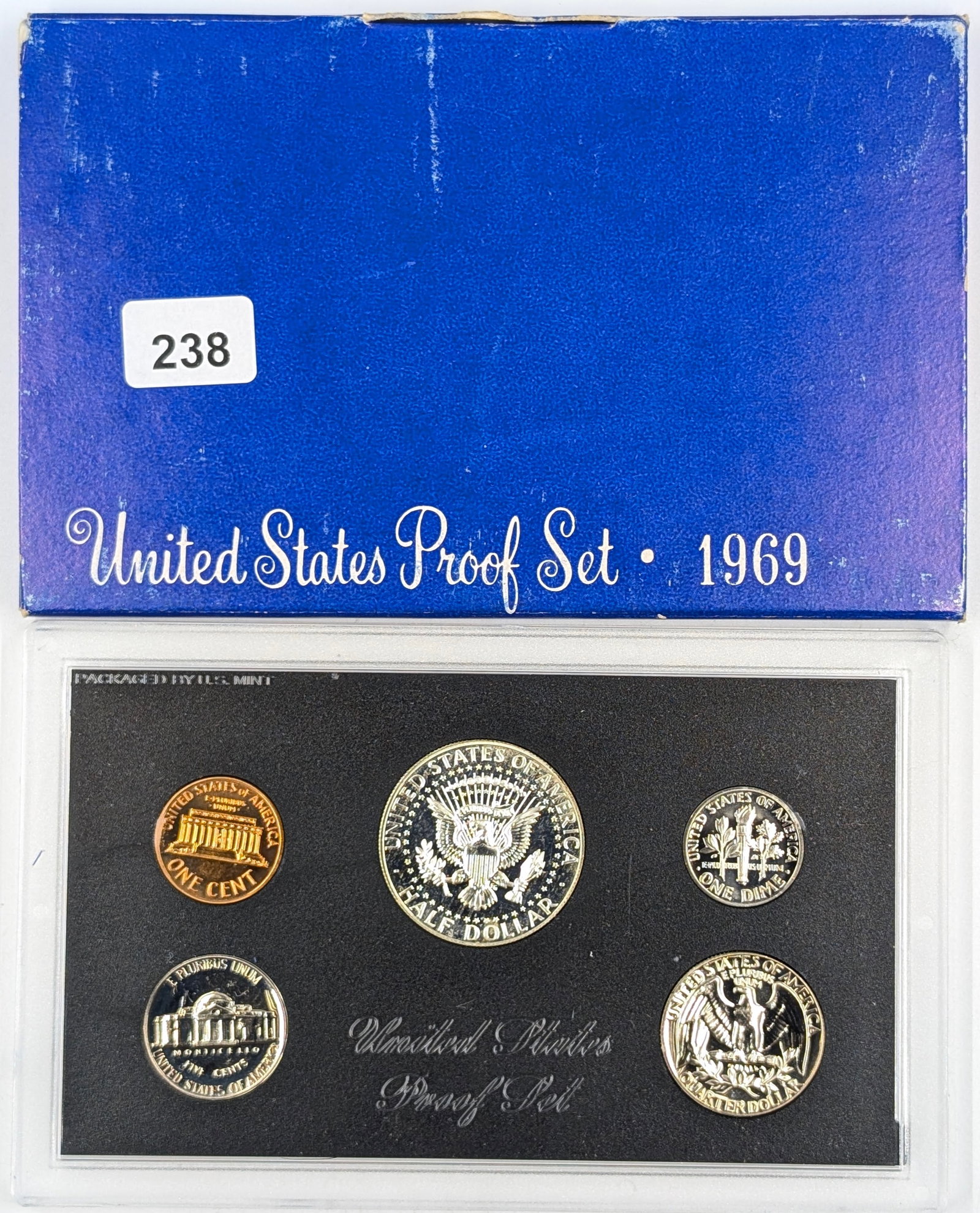 1969 US Mint Proof Set w/ Silver JFK Half - 2