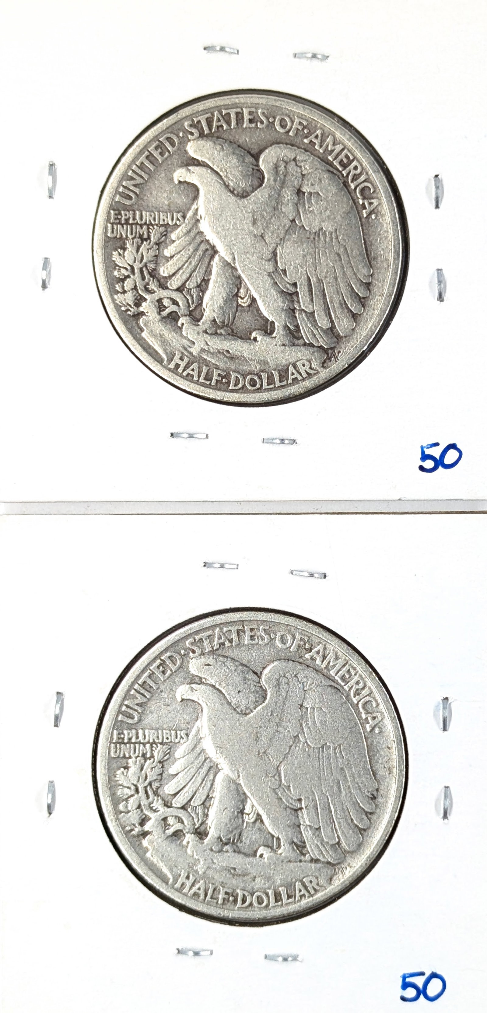 Lot of 2 Silver Walking Liberty Half Dollars - 1939, 1940 - 2