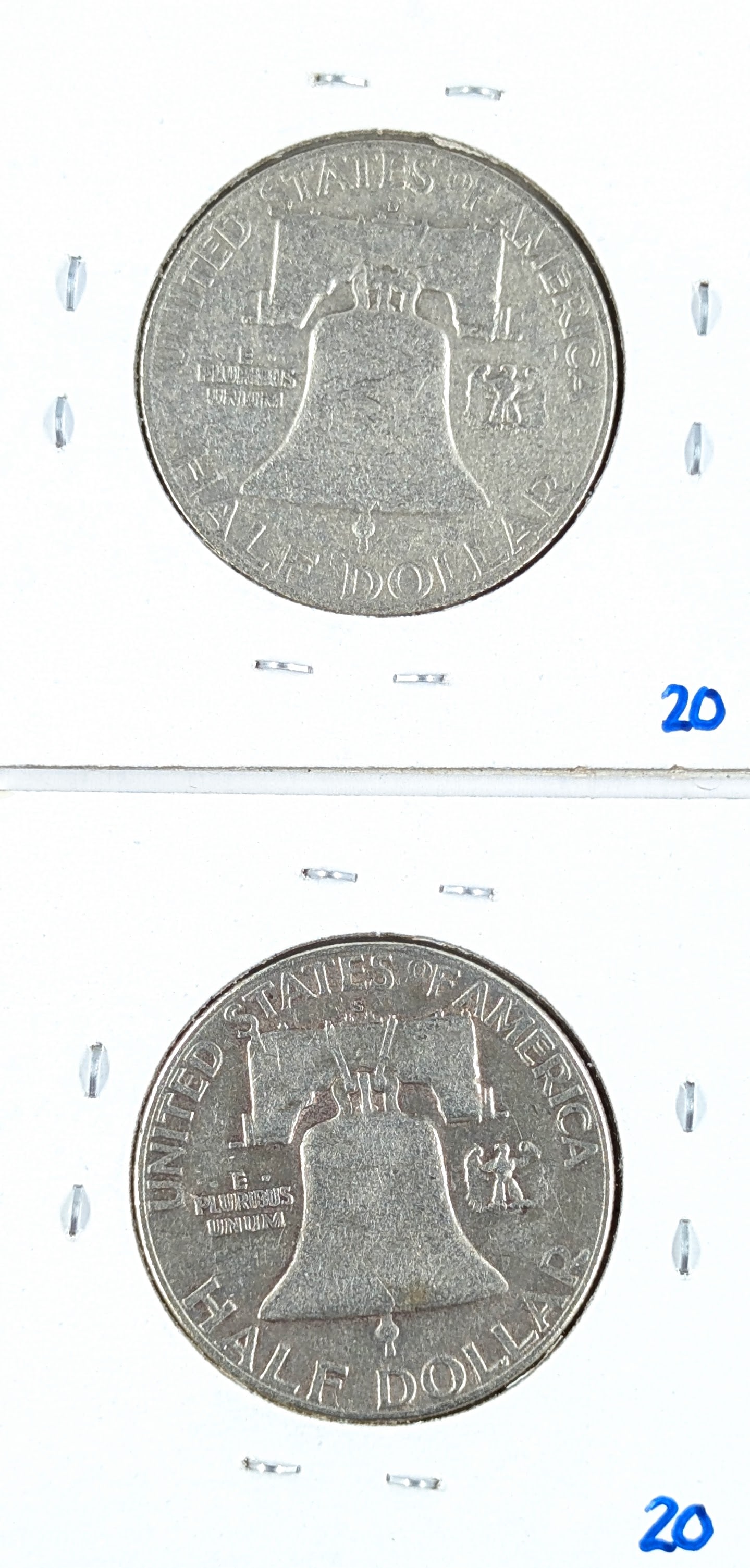 Lot of 2 Silver Franklin Half Dollars - 1954 D/S - 2