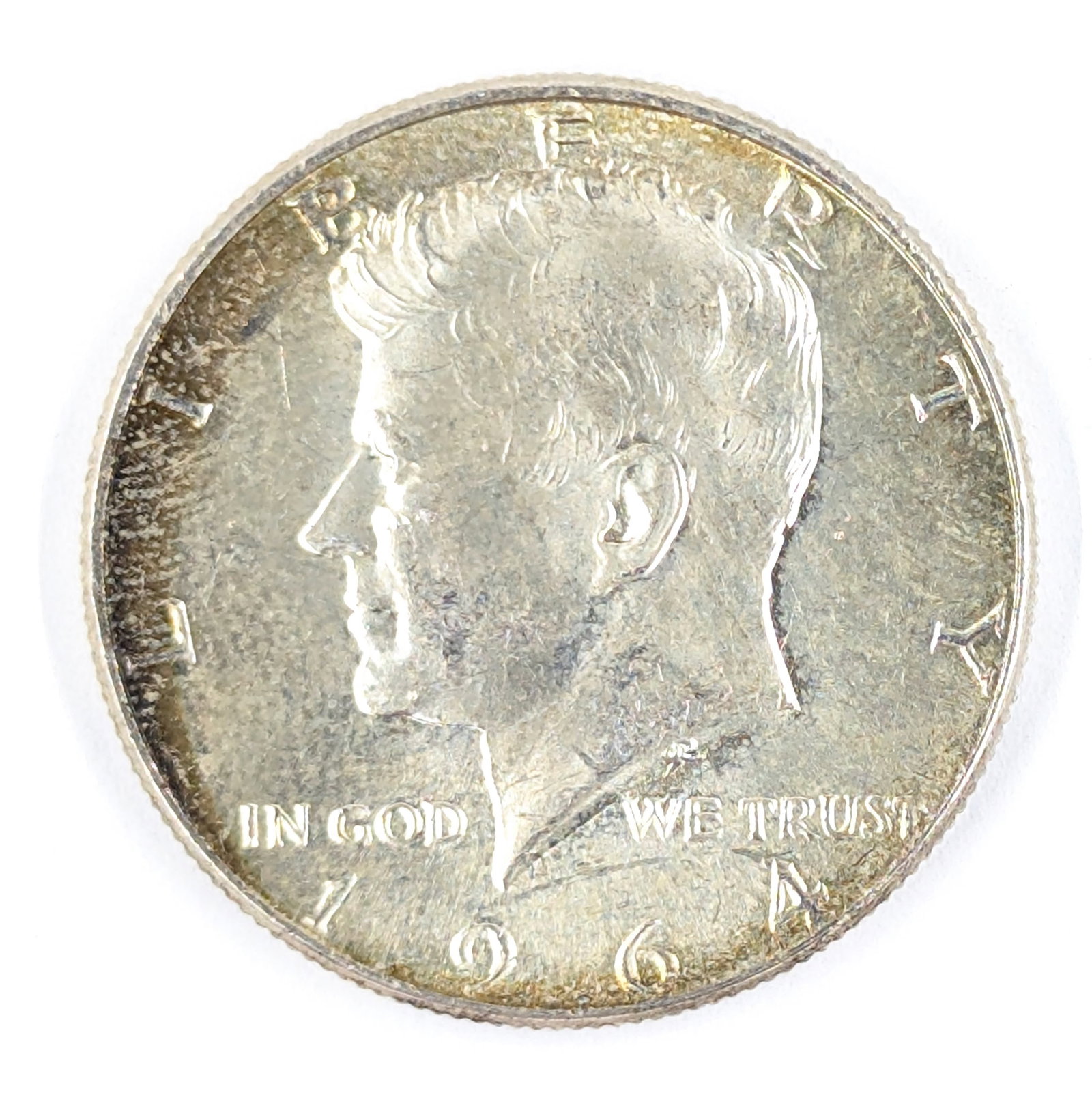 1964 Silver John F Kennedy Half Dollar - Toned - 2
