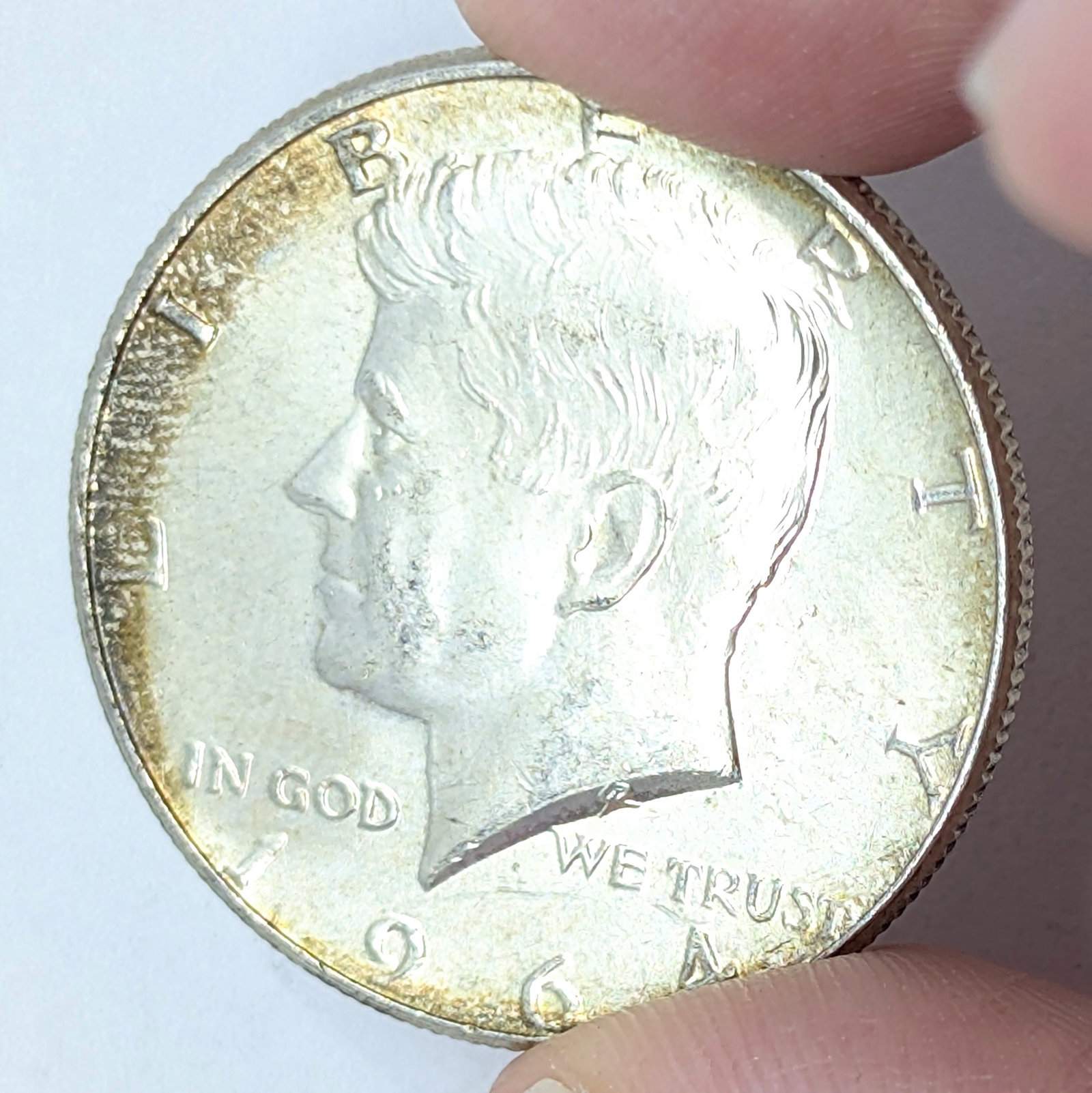 1964 Silver John F Kennedy Half Dollar - Toned - 4