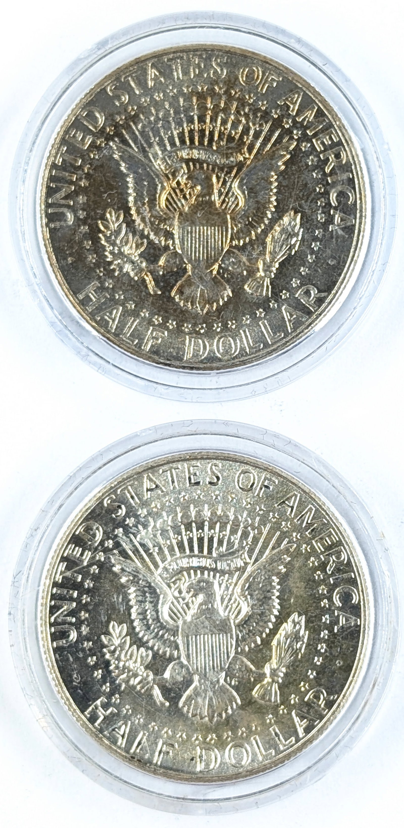 Lot of 2 Silver John F Kennedy Half Dollars - 1967, 1968-D - 2