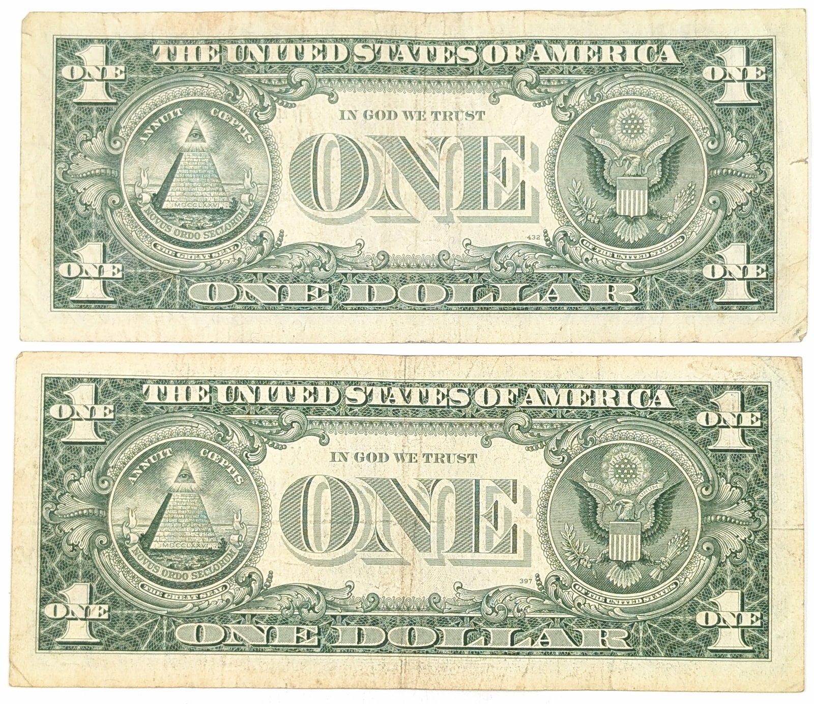 Lot of 2 - 1957-B $1 Notes - Silver Certificates - 2