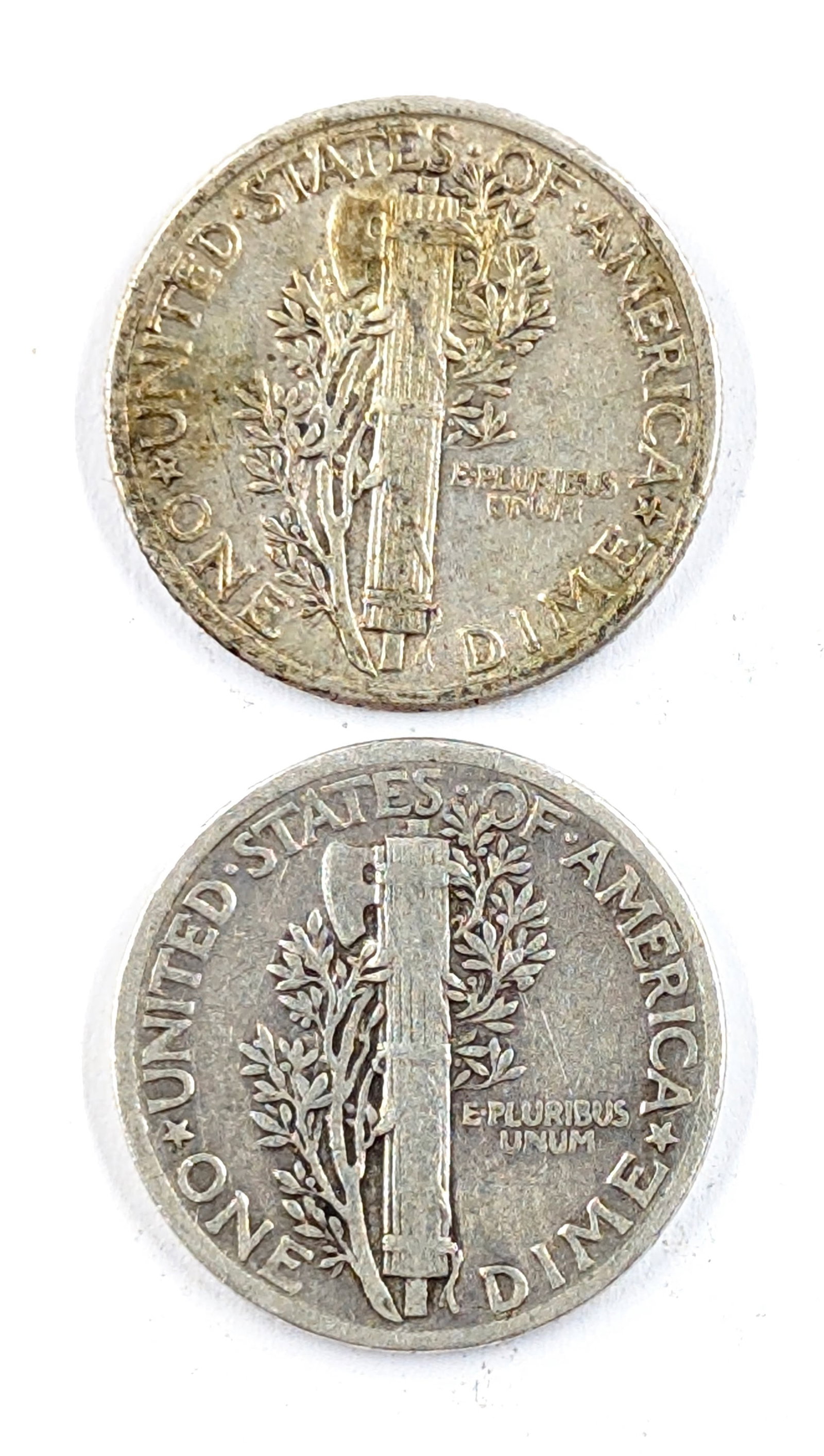 Lot of 2 Silver Mercury Dimes - 1938, 1939 - 2