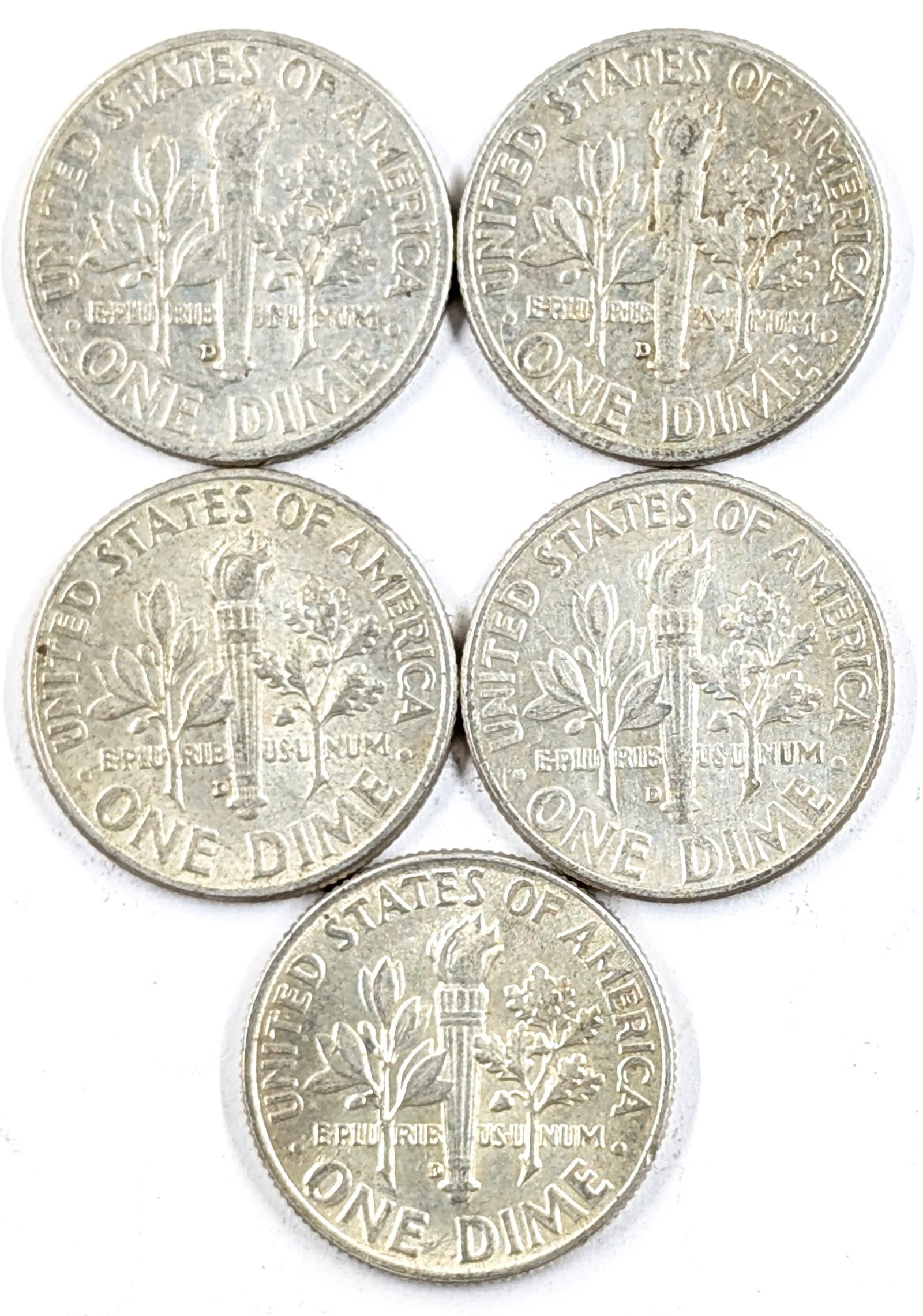 Lot of 5 Silver Roosevelt Dimes - 1960-1964 - 2