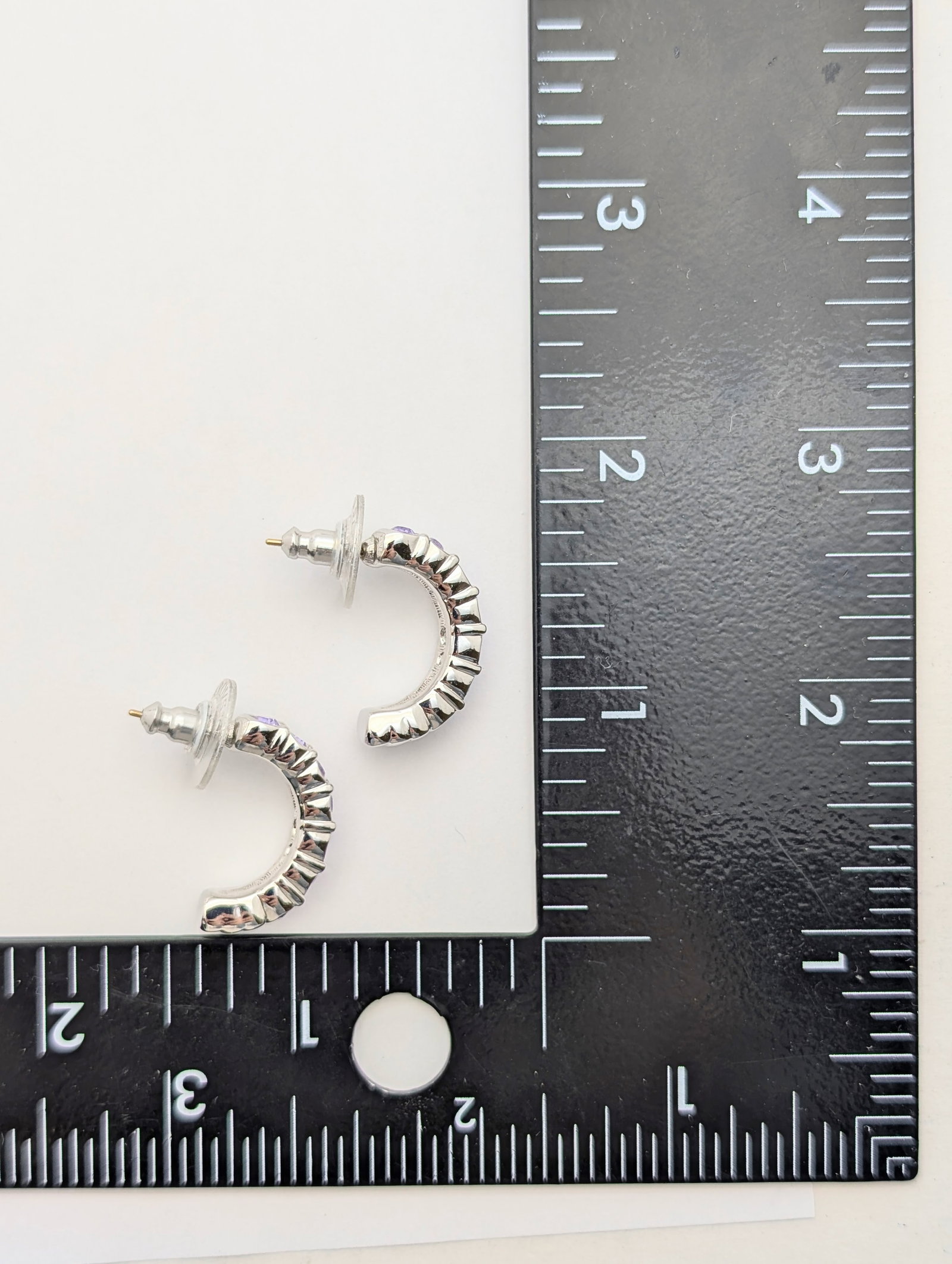 Swarovski Lavender Crystal Half Hoop Earrings w/ 14K Gold Posts - 7