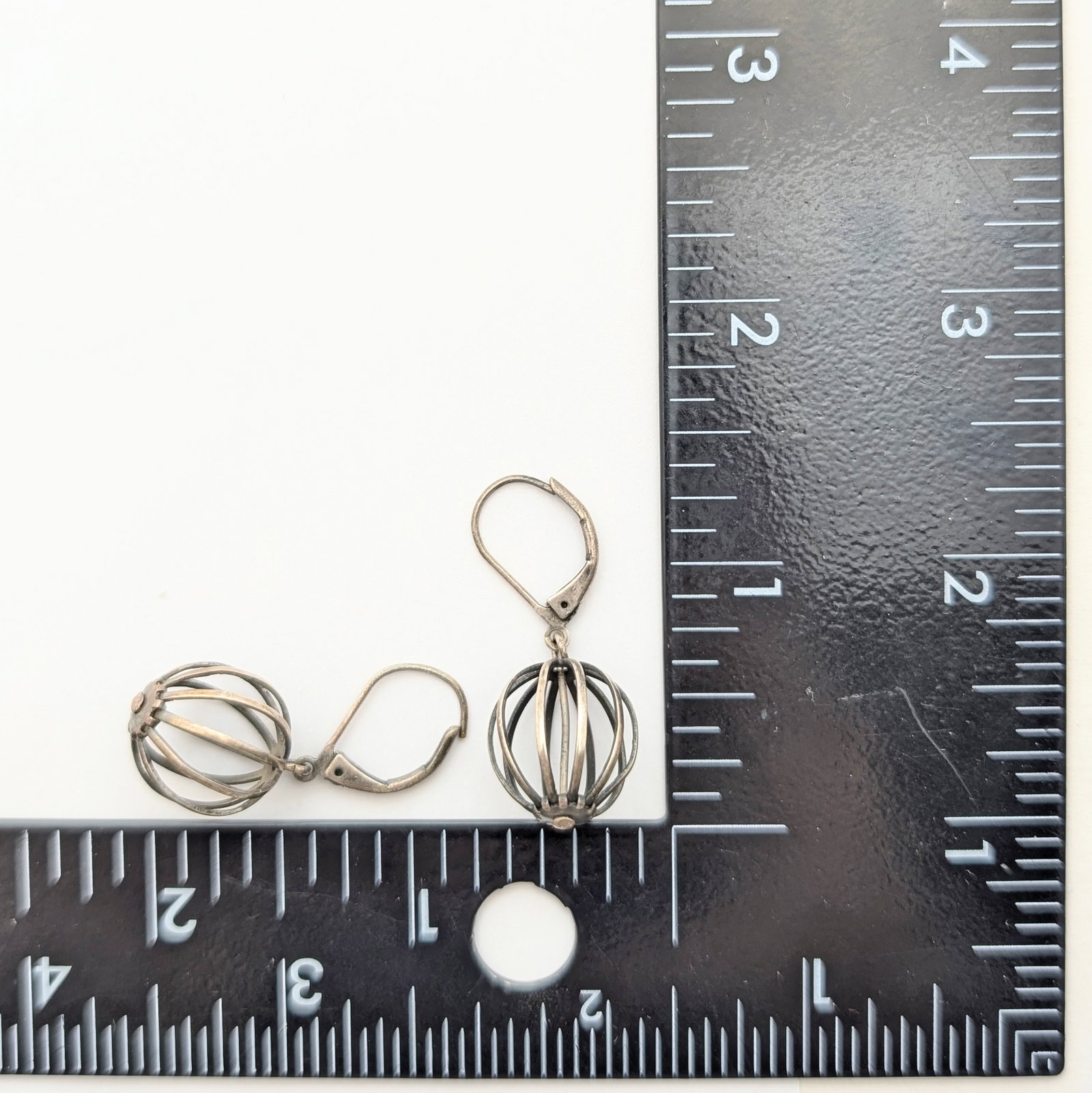 Sterling Silver Cage Orb Earrings - 3