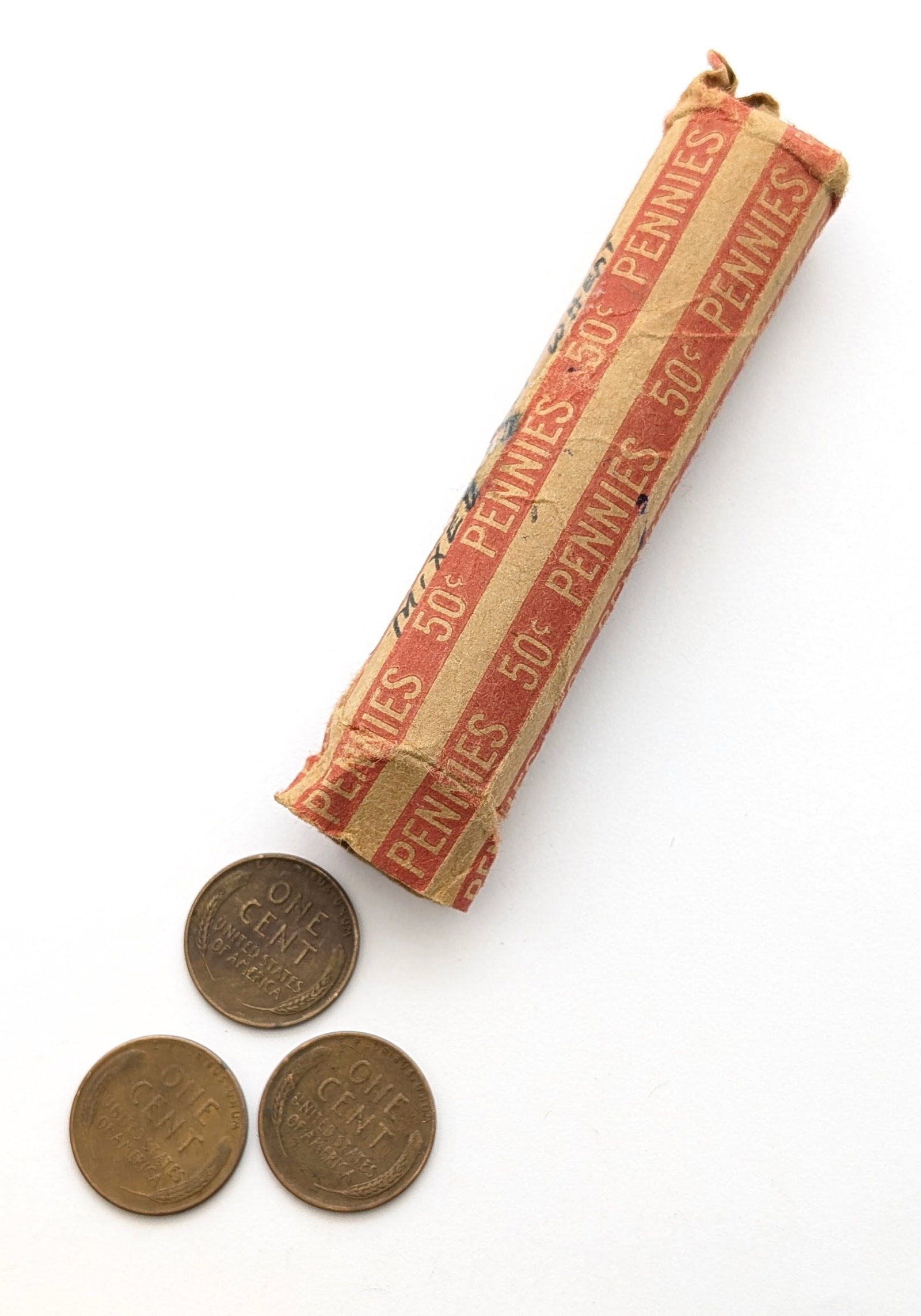 Roll of 50 Mixed Dates Wheat Cents - 2