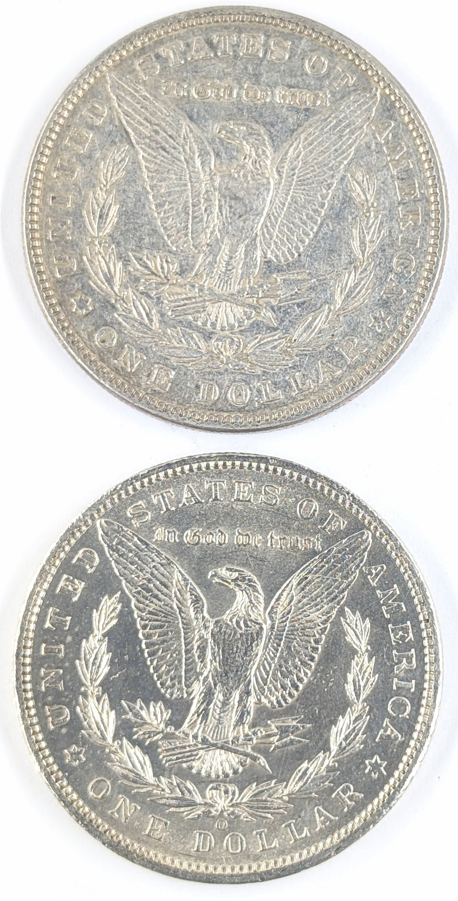 Lot of 2 Morgan Silver Dollars - 1897, 1898-O - 2
