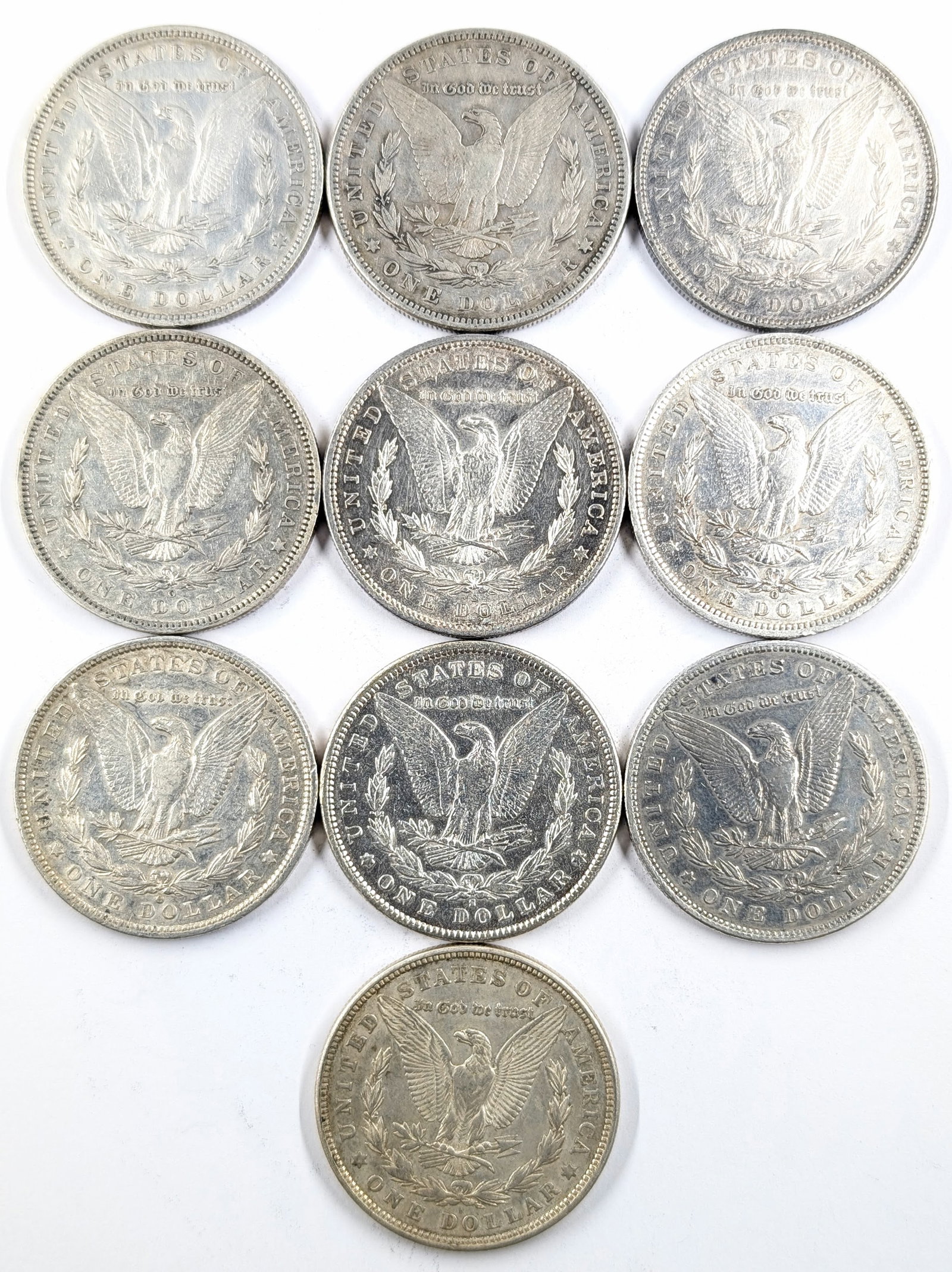 Lot of 10 Morgan Silver Dollars - 1880-1921 - 2