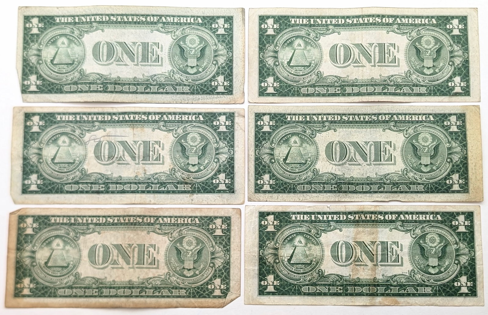 Lot of 6 - 1935 A-F $1 Star Notes - Silver Certificates - 2