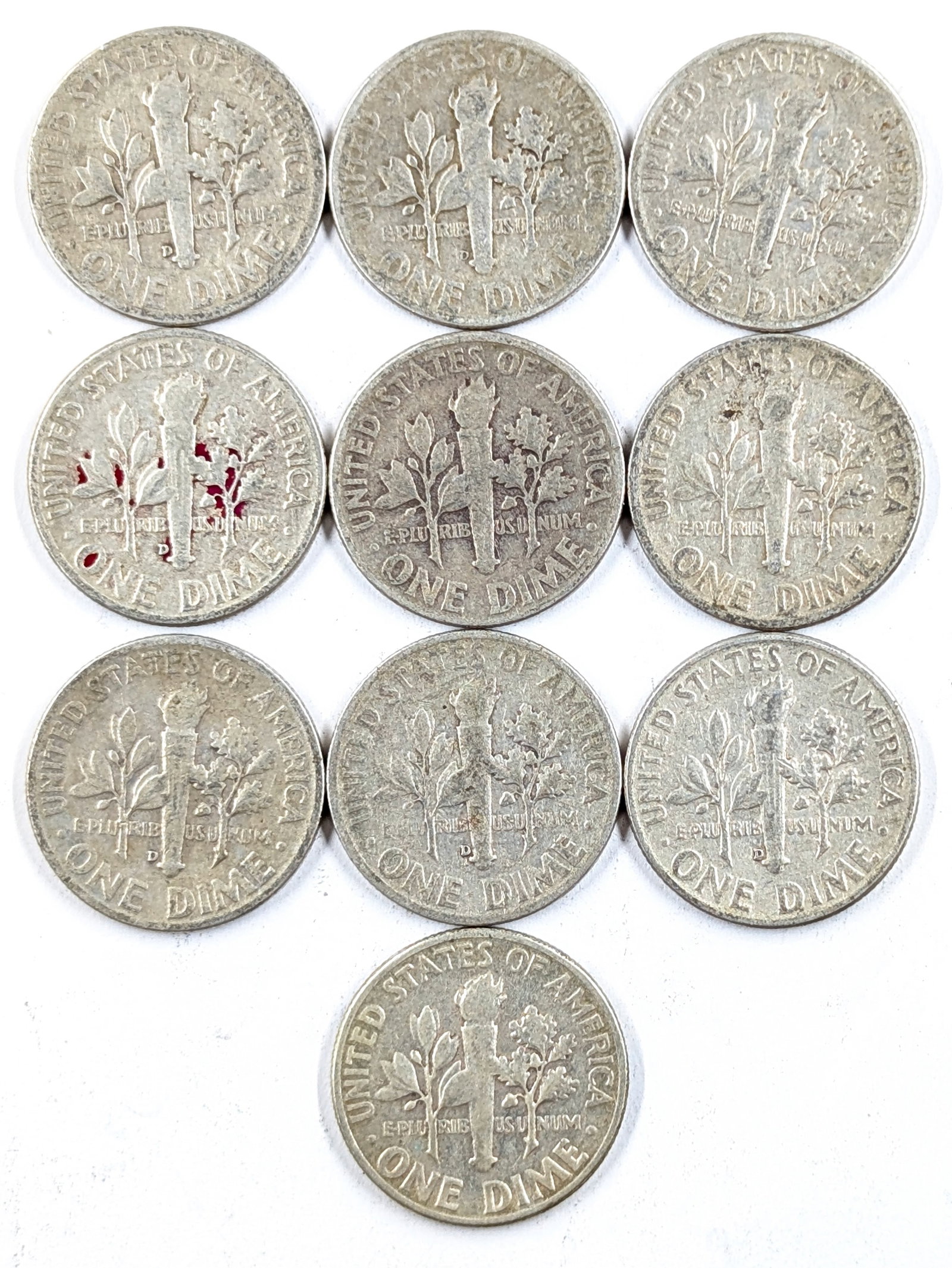 Lot of 10 Silver Roosevelt Dimes - 1946-1958 - 2