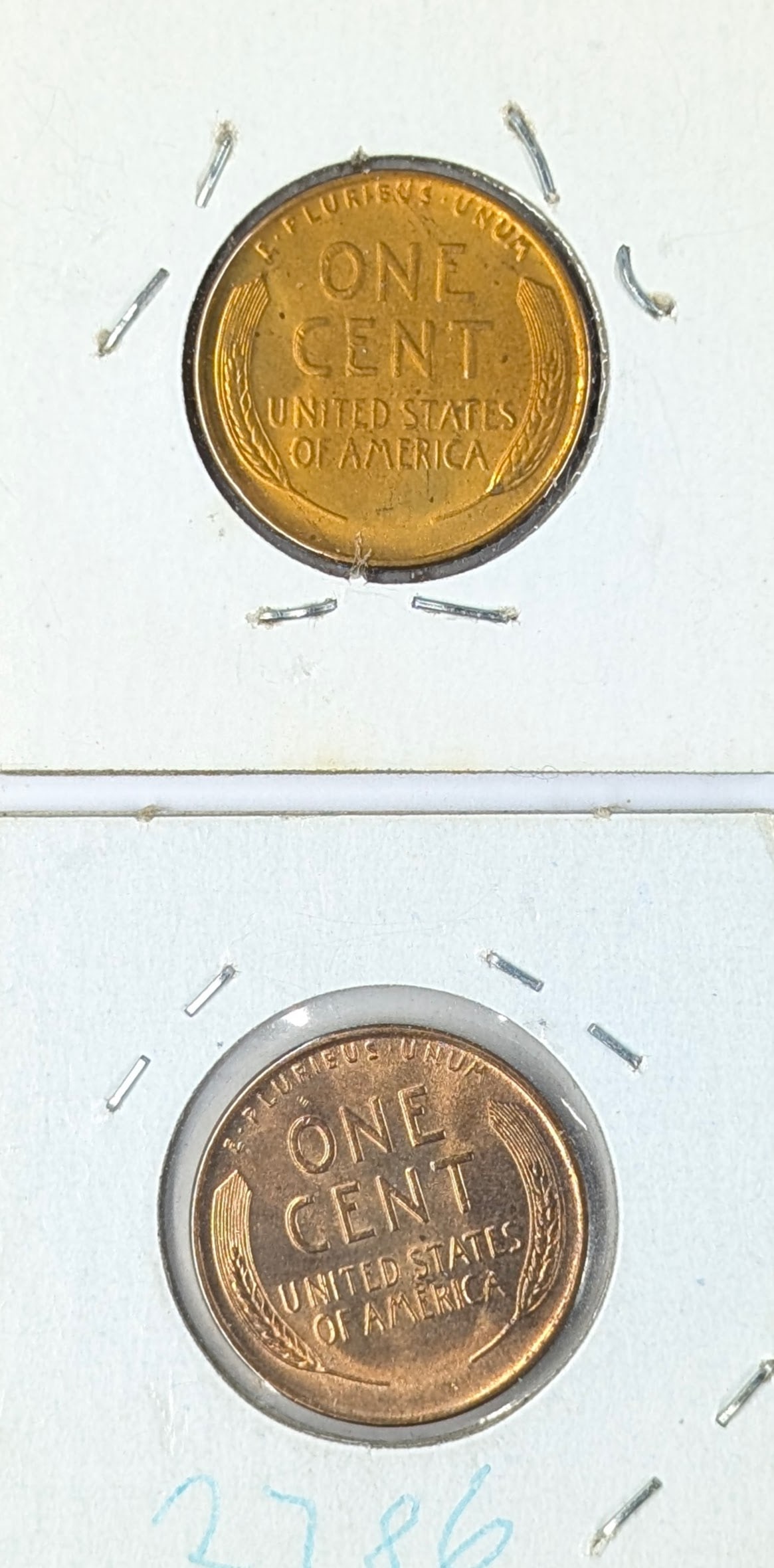 Lot of 2 Uncirculated Wheat Cents - 1938 D/S - S over S and D over D - 2