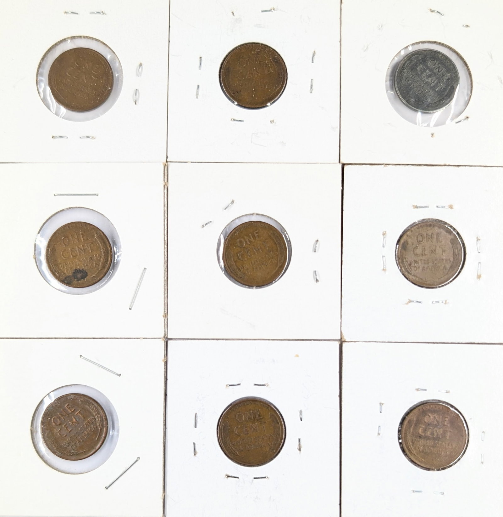 Lot of 9 Wheat & Steel Cents - Sequential 1941-1949 - 2