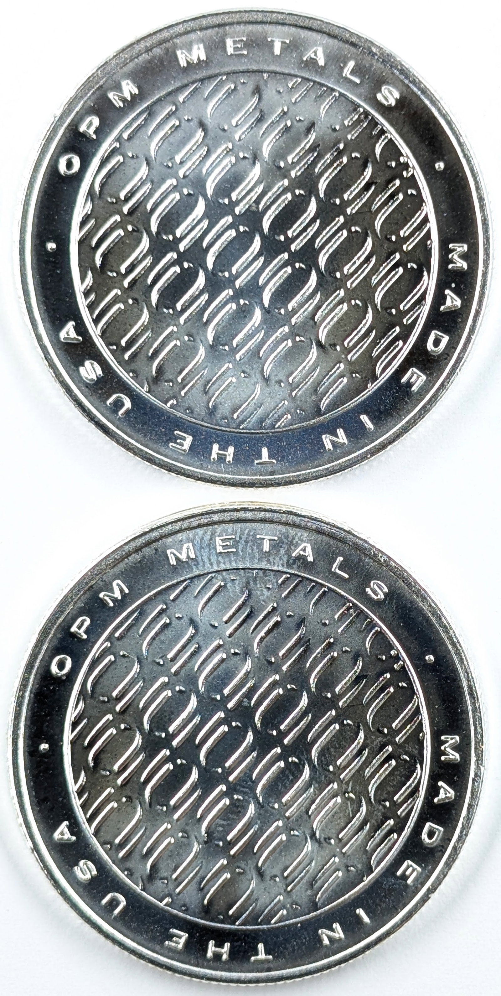 Lot of 2 - 1 Ounce (each) Fine .999 Silver Rounds - OPM - 2
