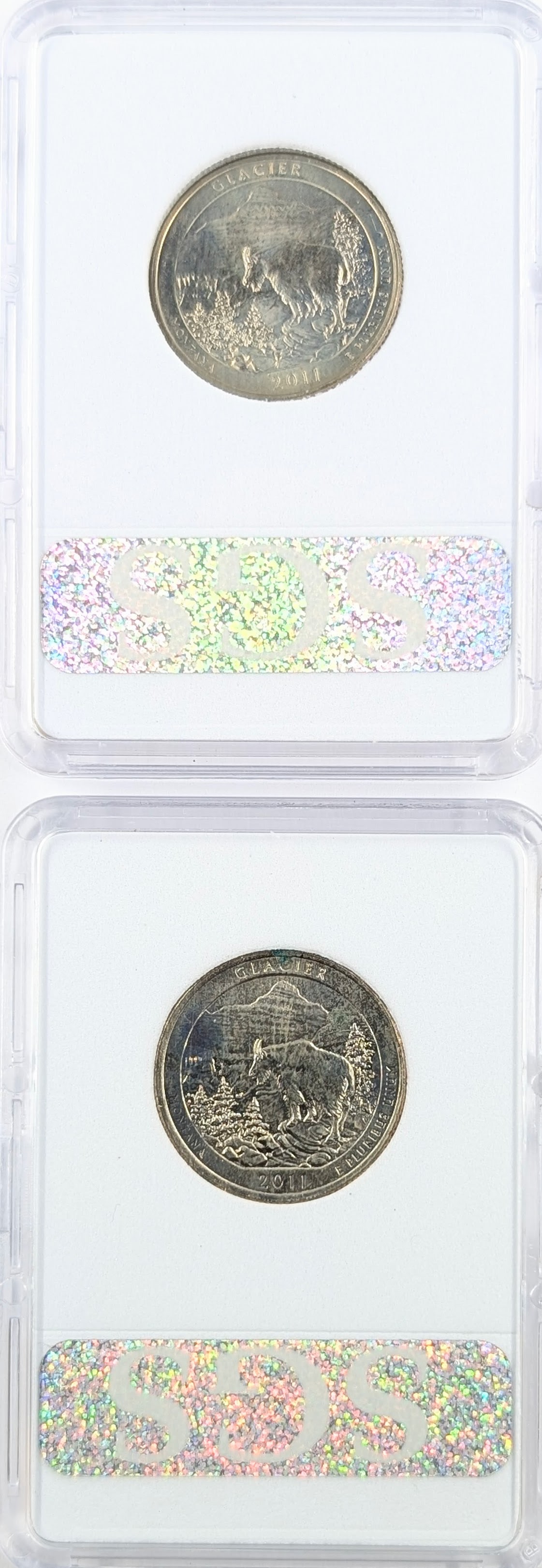 Lot of 2 2011 P/D MS70 America the Beautiful Quarter - Both Glacier - 2