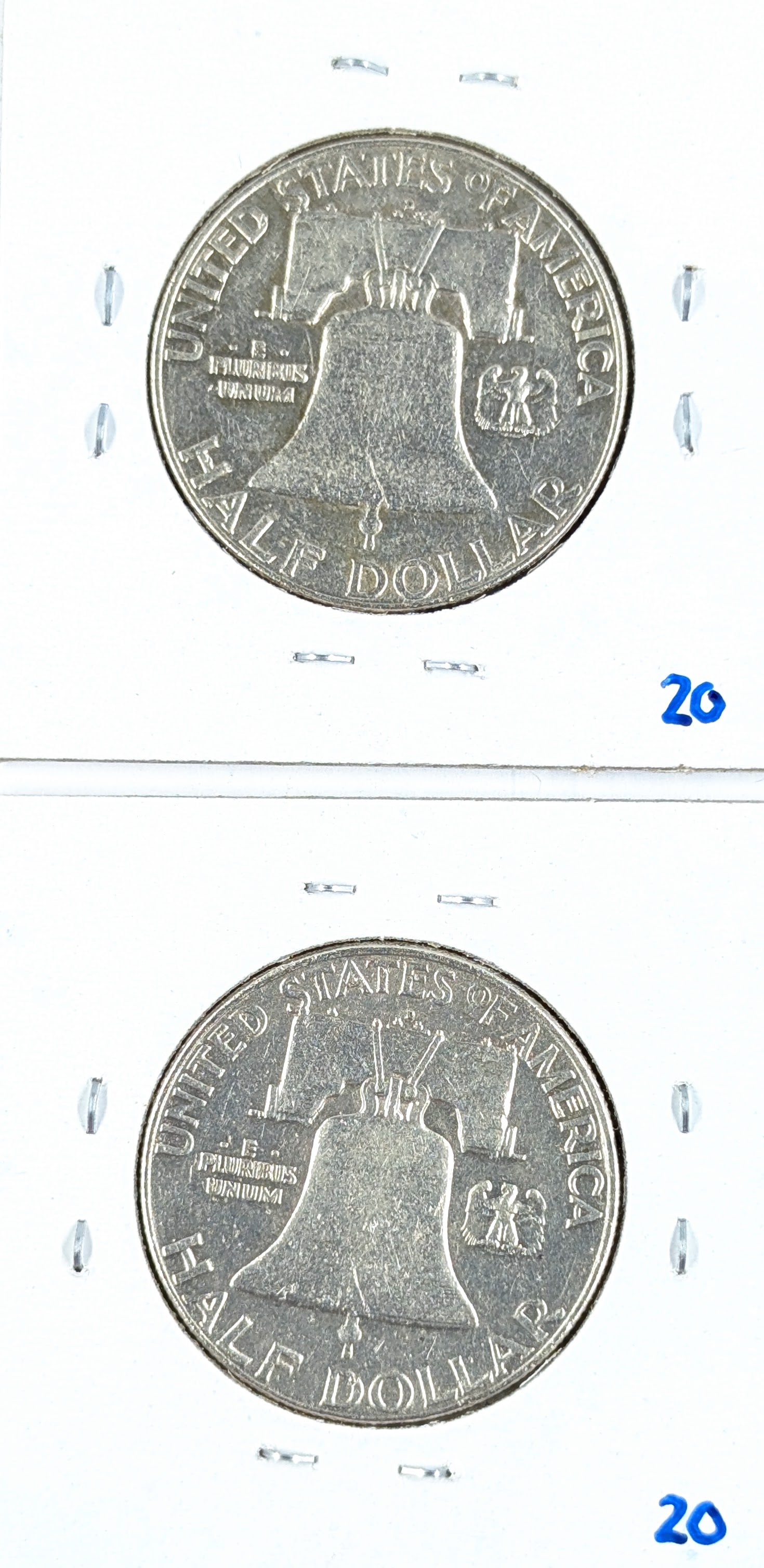 Lot of 2 Silver Franklin Half Dollars - 1962-D, 1963-D - 2