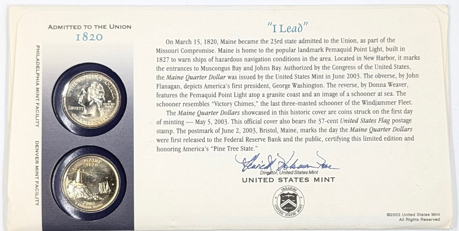 2003 P/D Maine State Quarter Set - 2