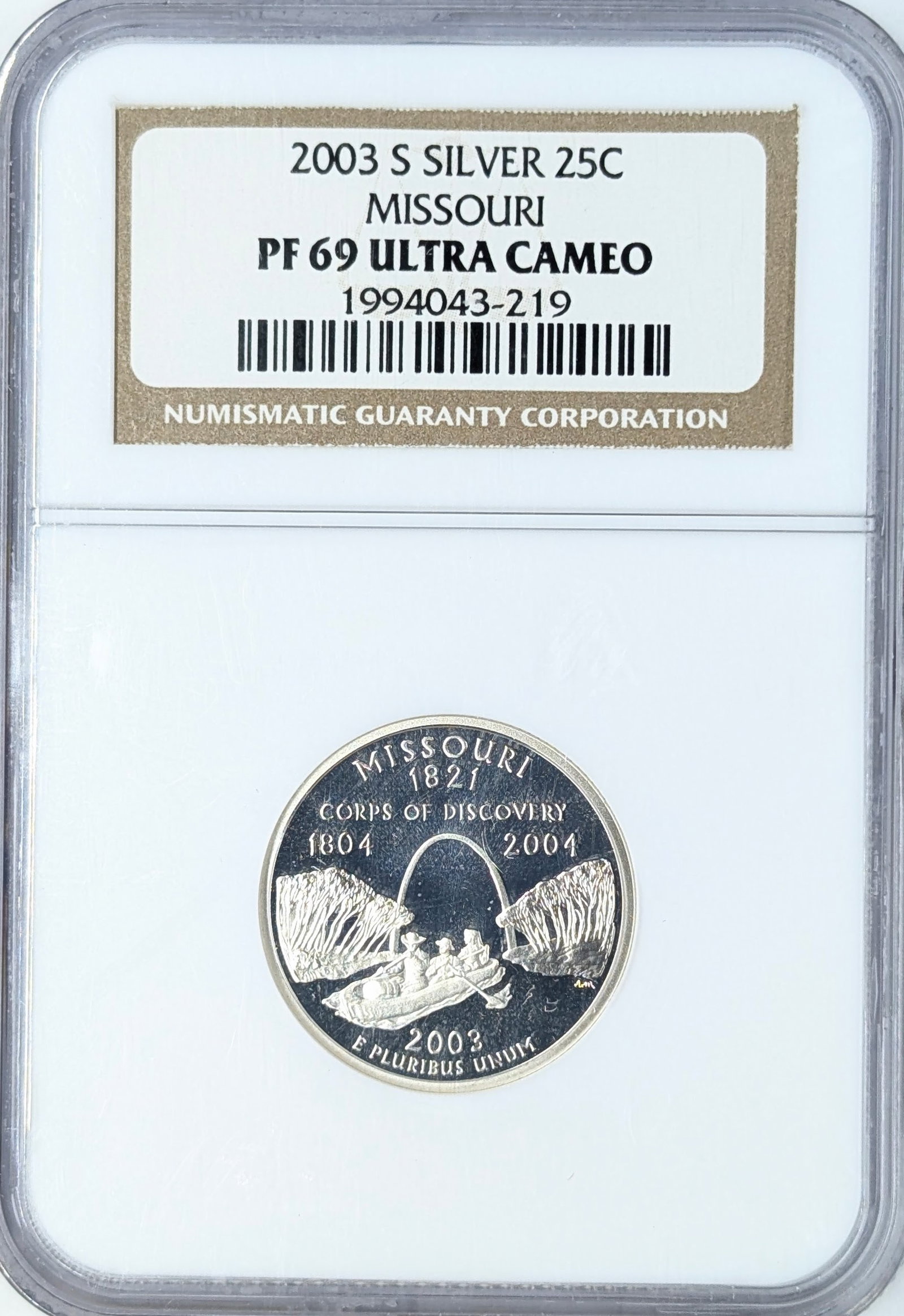 NGC 2003-S PF69 Ultra Cameo Silver Missouri State Quarter: Silver