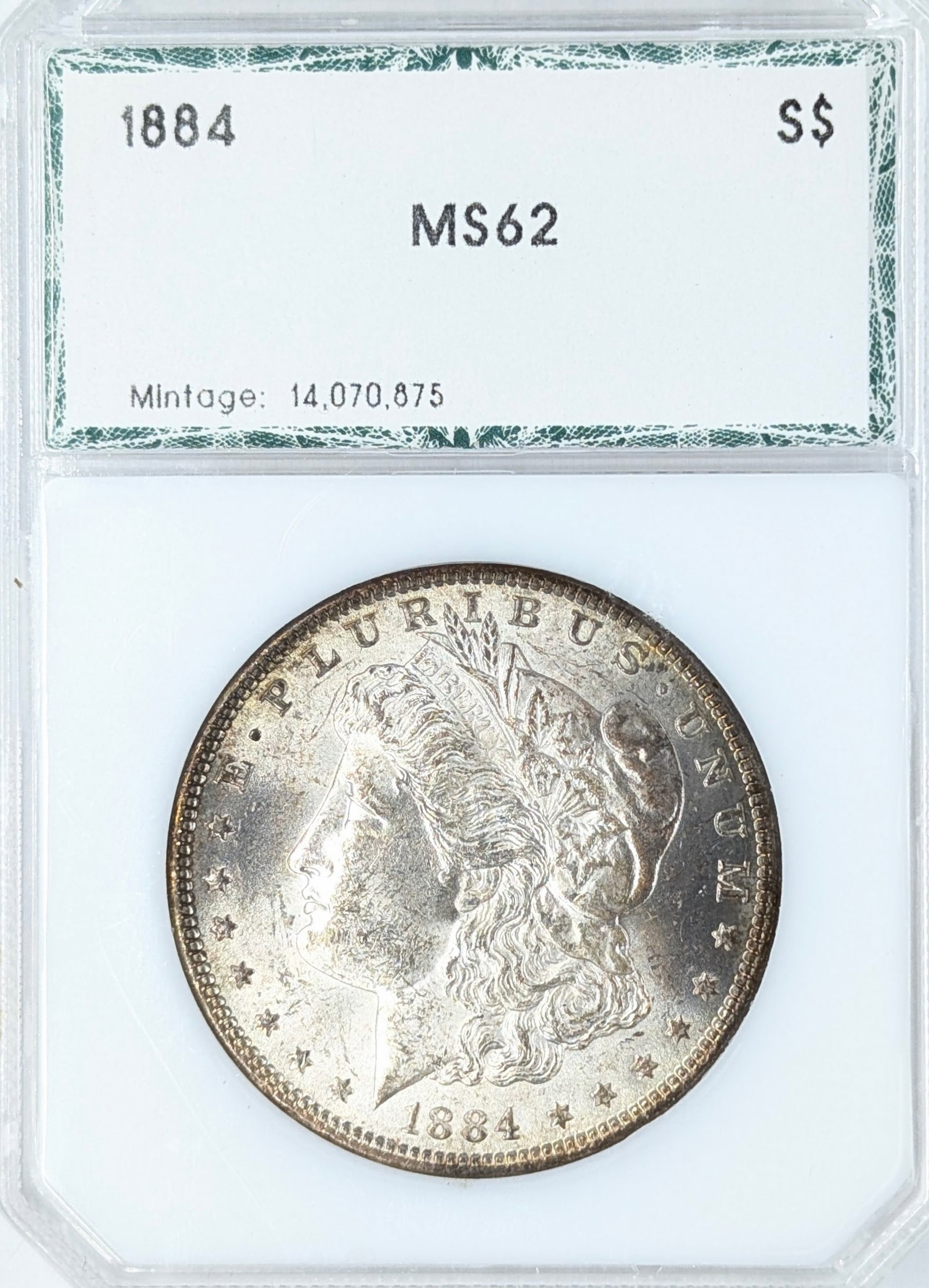 PCI 1884 MS62 Morgan Silver Dollar: Silver