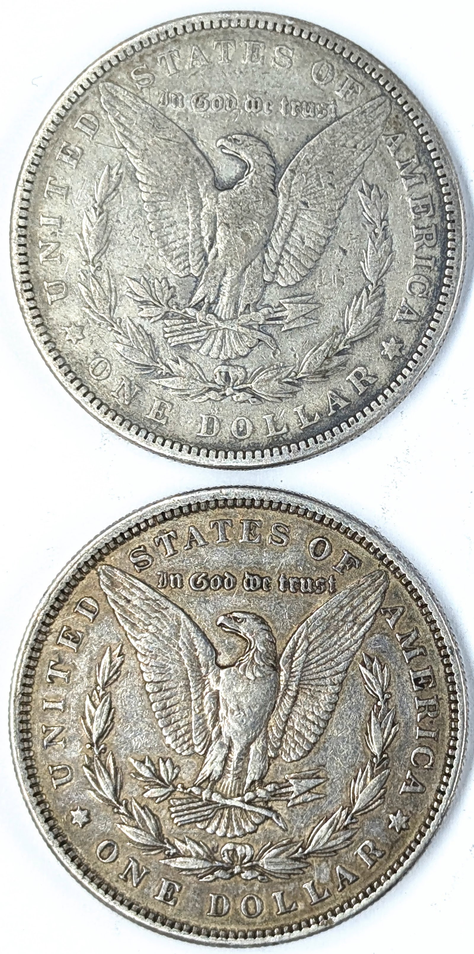 Lot of 2 Morgan Silver Dollars - 1884, 1885 - 2
