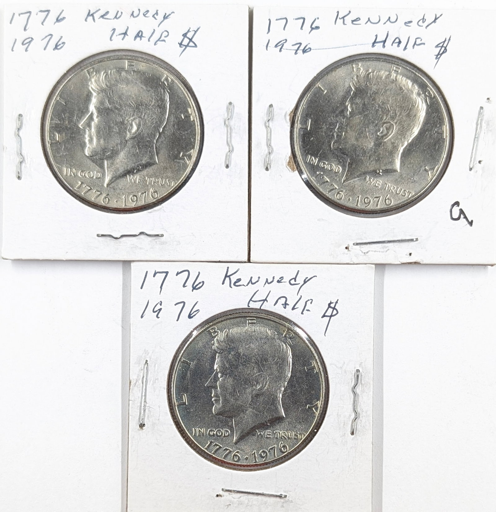 Lot of 3 Bicentennial 1976 John F Kennedy Half Dollars: Coin