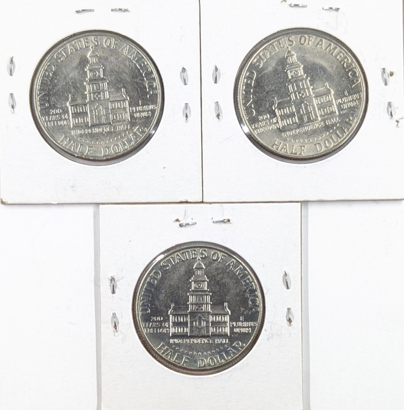 Lot of 3 Bicentennial 1976 John F Kennedy Half Dollars - 2