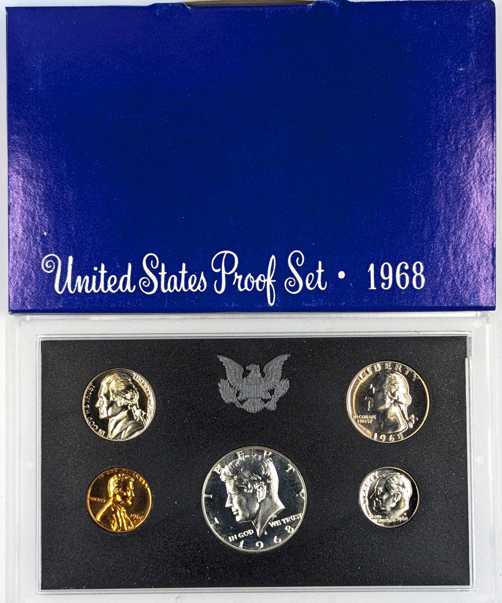 1968 US Mint Proof Set w/ Silver JFK Half: 40% Silver