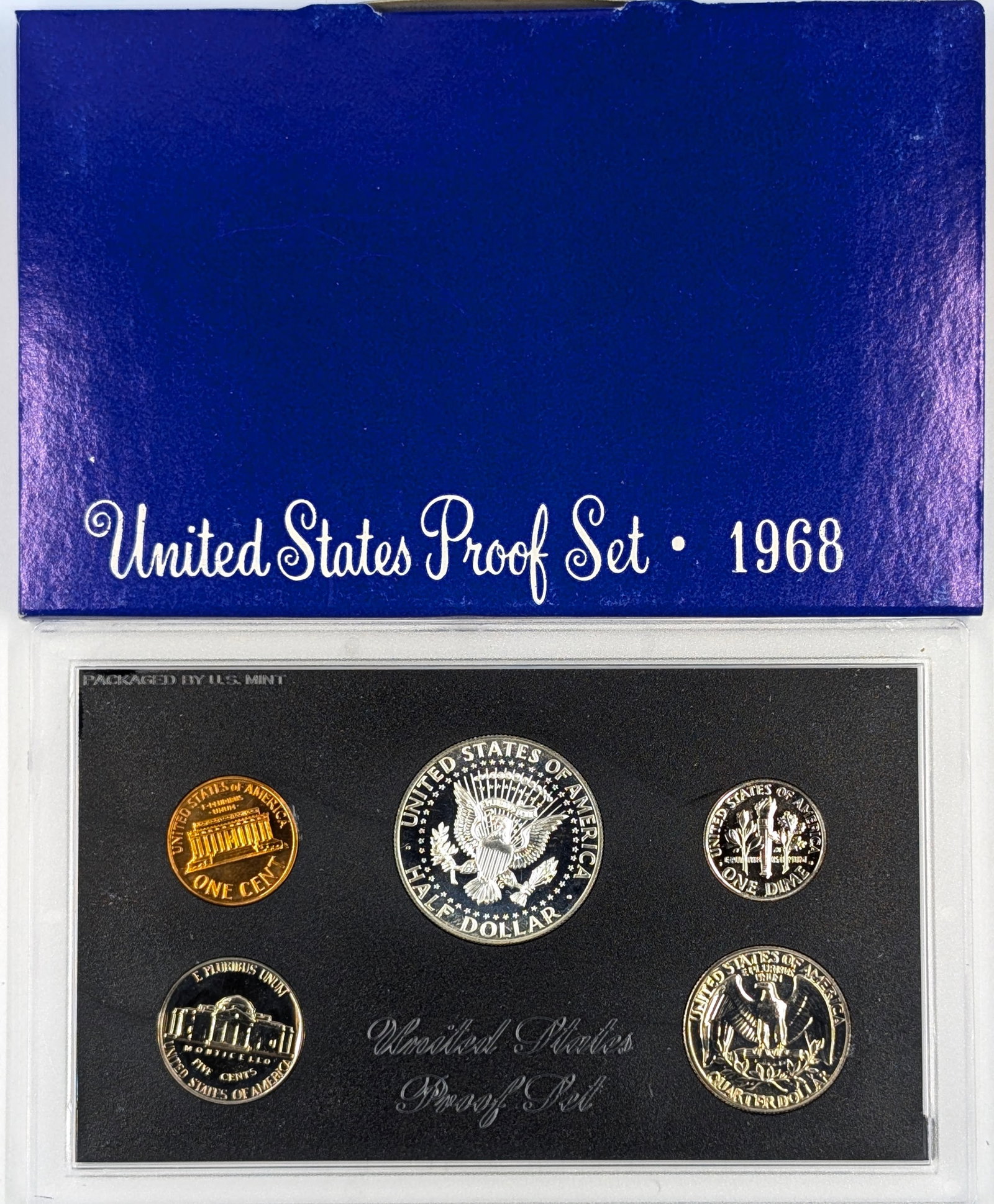 1968 US Mint Proof Set w/ Silver JFK Half - 2