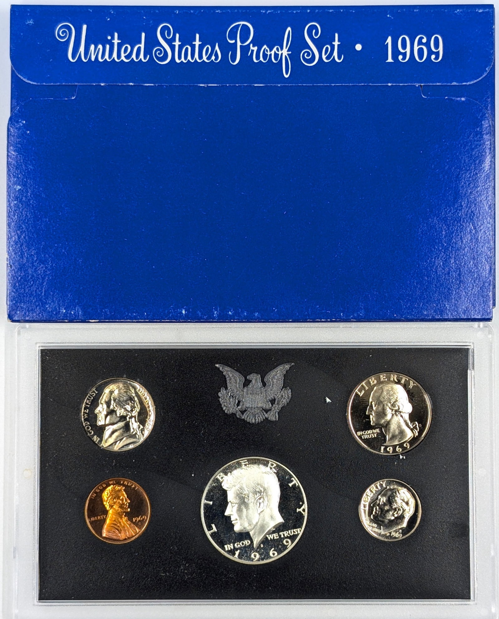 1969 US Mint Proof Set w/ Silver JFK Half: 40% Silver
