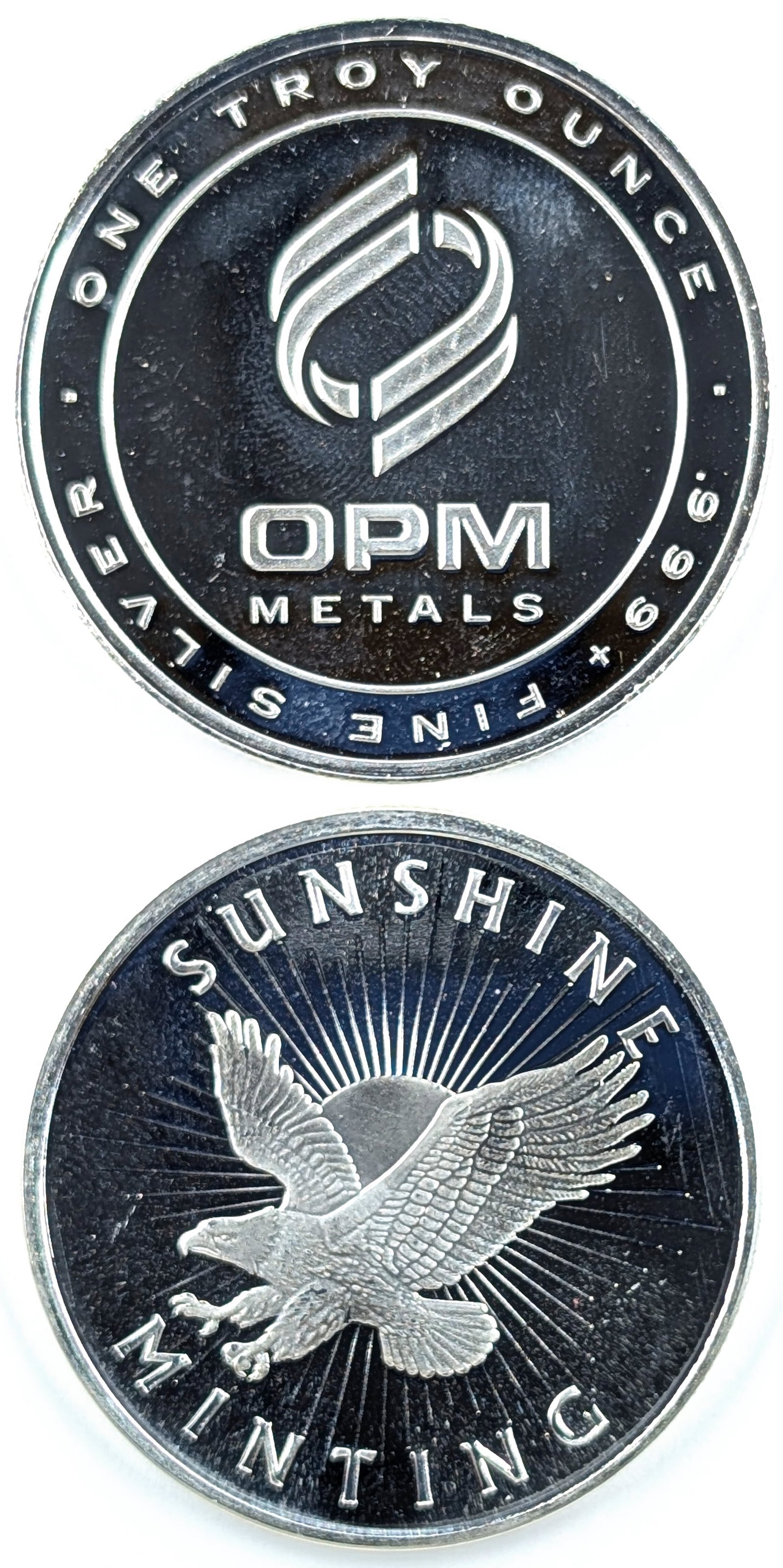 Lot of 2 - 1 Ounce (each) Fine .999 Silver Rounds - OPM & Sunshine Minting: Silver
