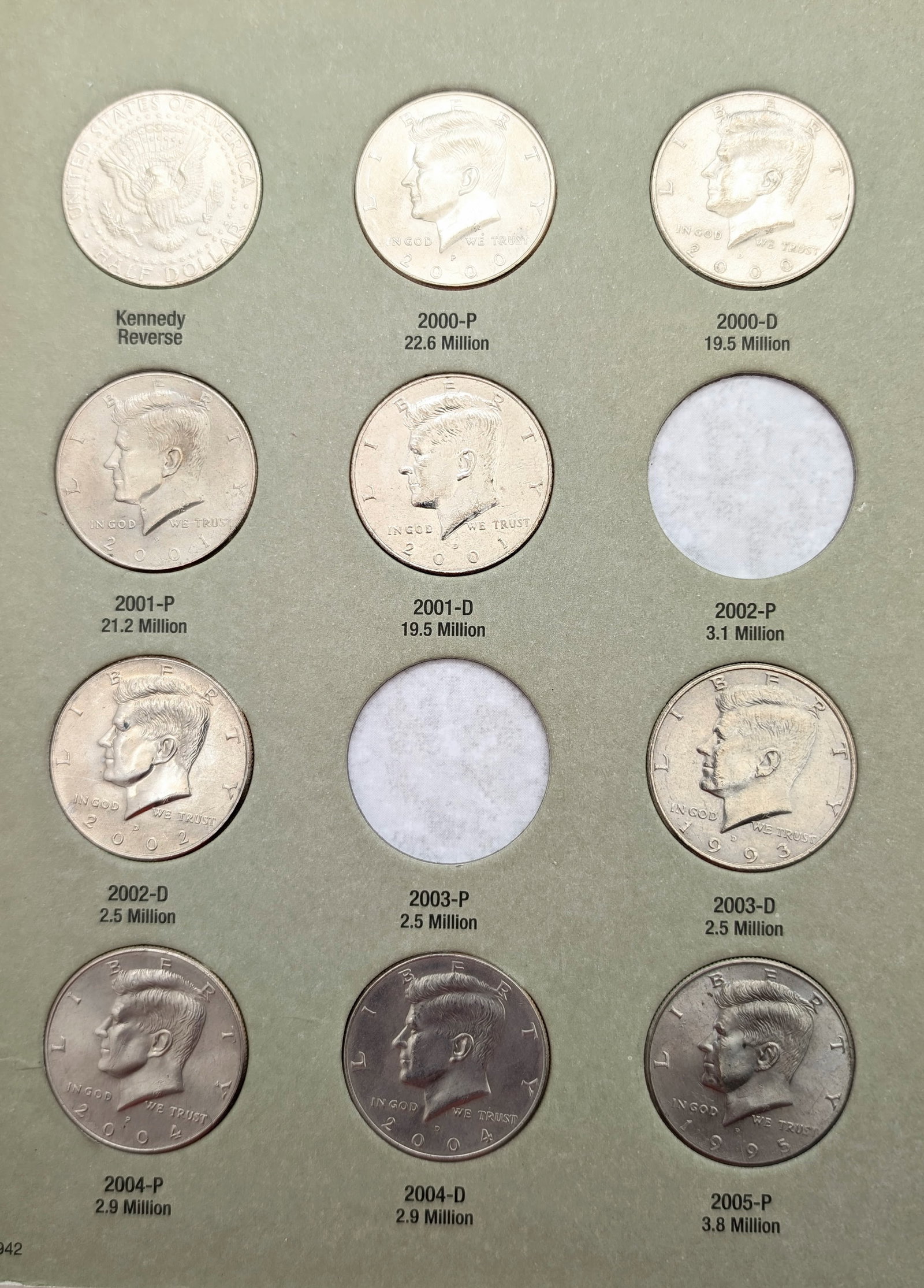 John F Kennedy Half Dollar 2000-2018 Book w/ 31 Halves - 2