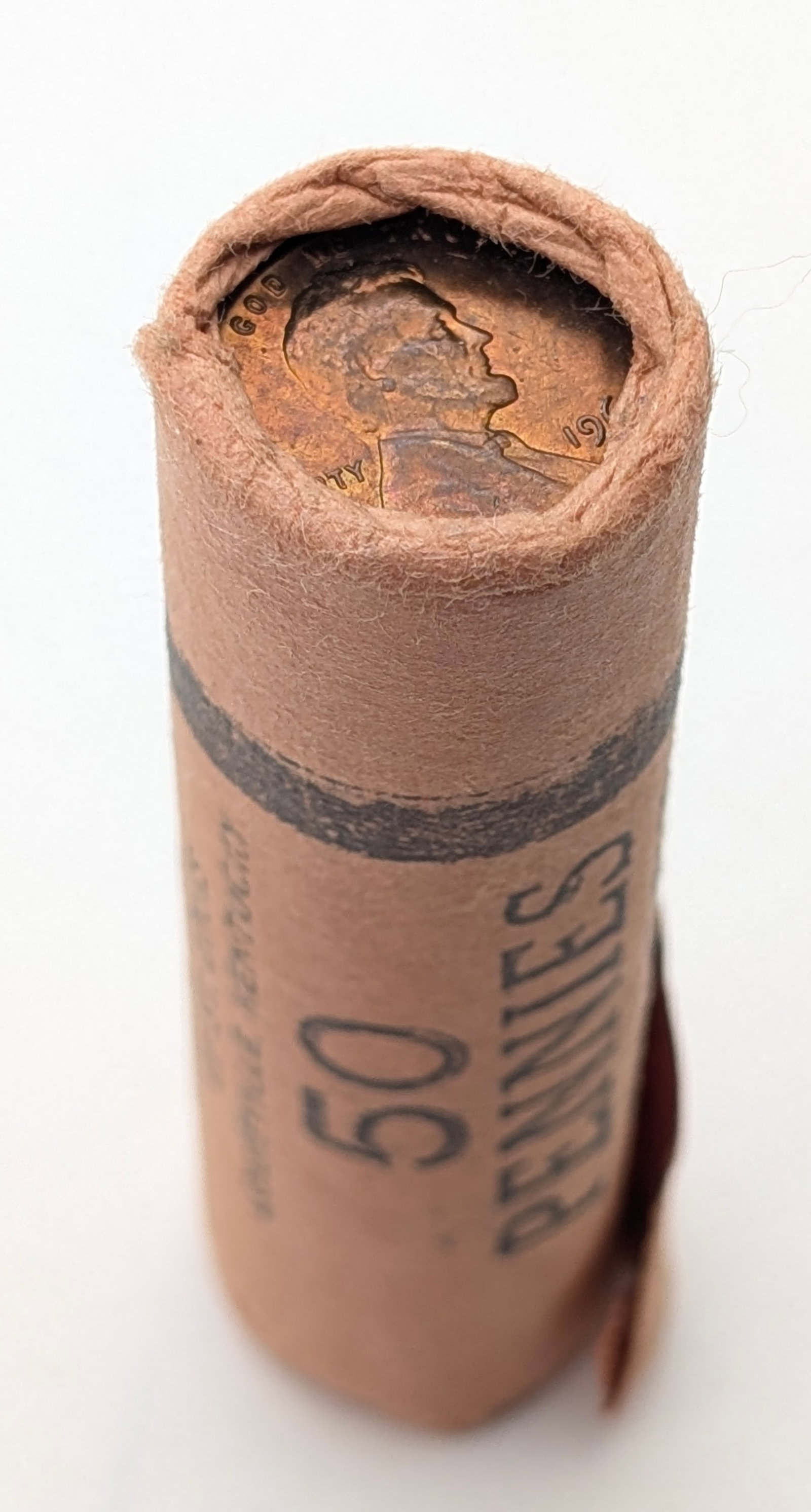 Original Bank Roll of 50 Uncirculated 1964-D Wheat Cents: Coin