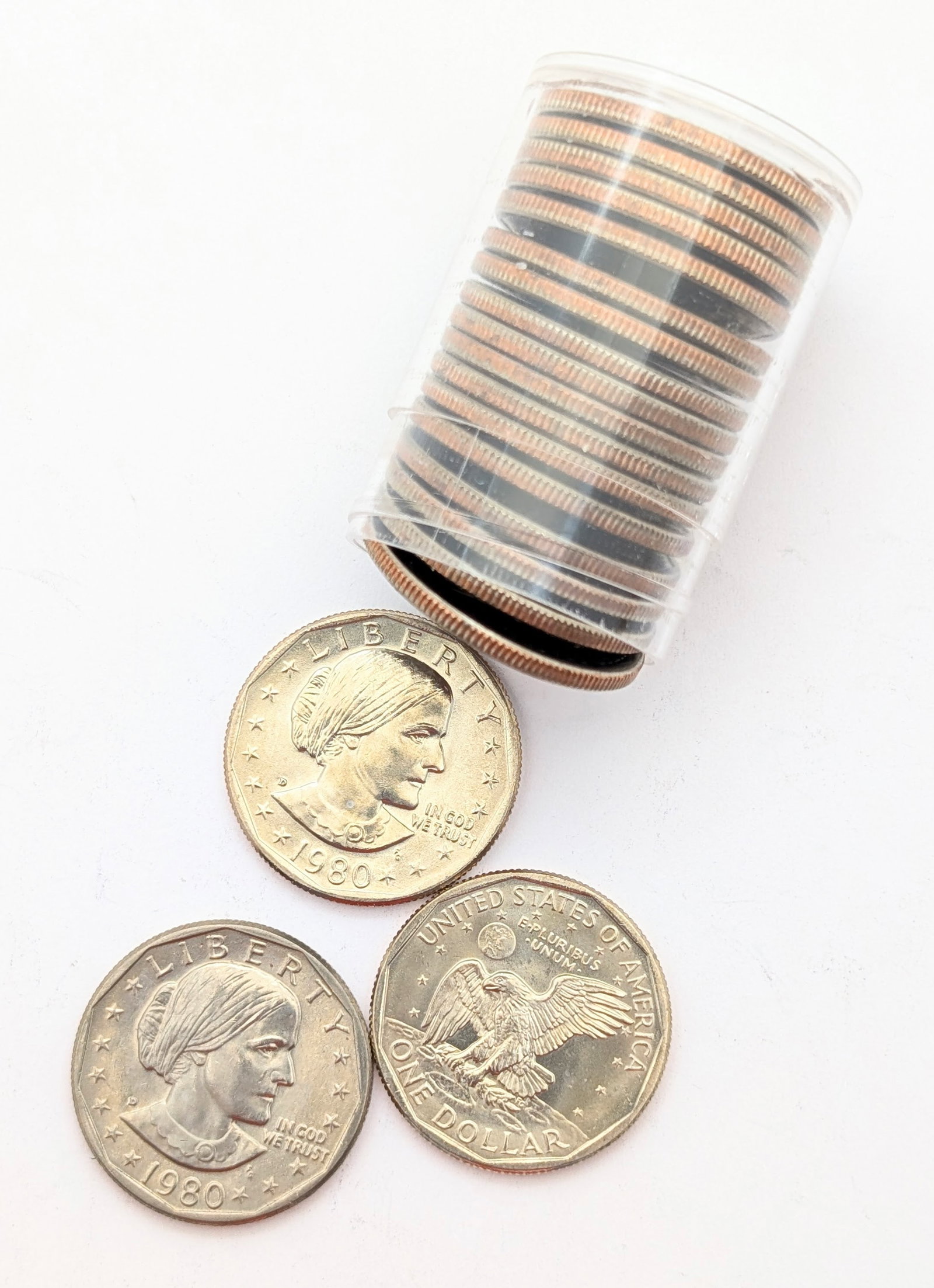 Tube of 20 Uncirculated 1980-D Susan B. Anthony Dollars: Coin
