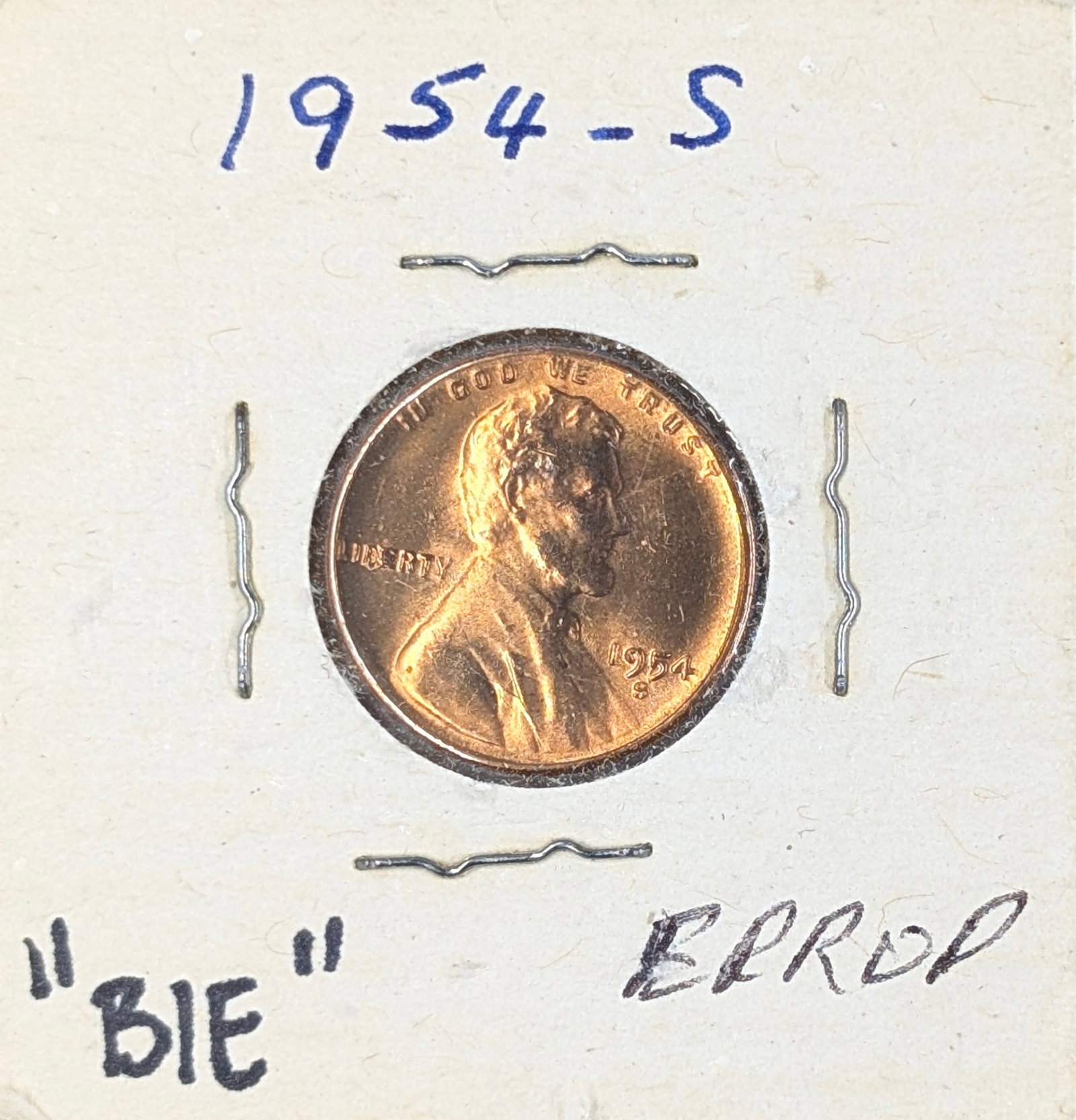 1954-S Wheat Cent - ERROR 'BIE': Coin