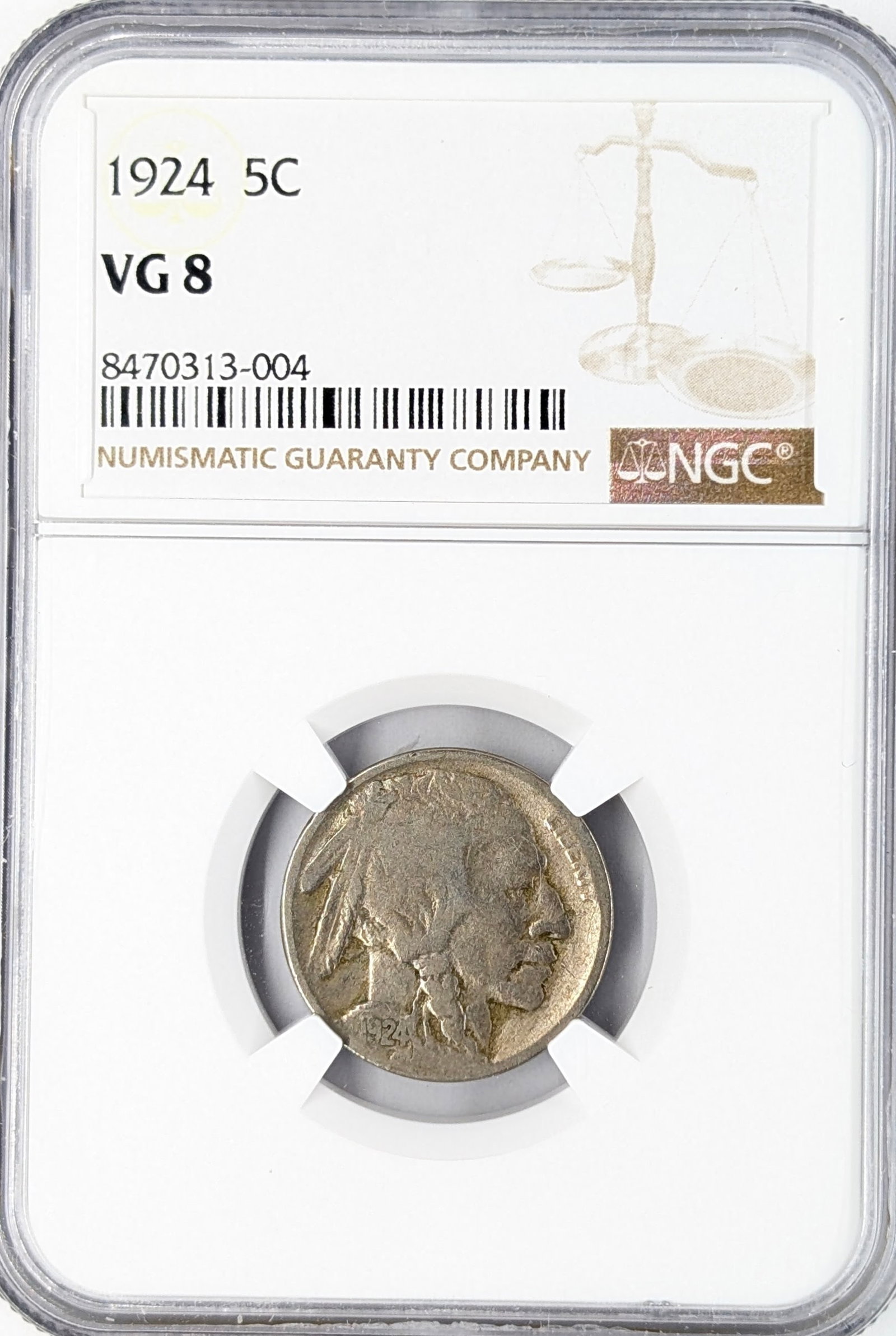 NGC 1924 VG8 Buffalo Head Nickel: Coin