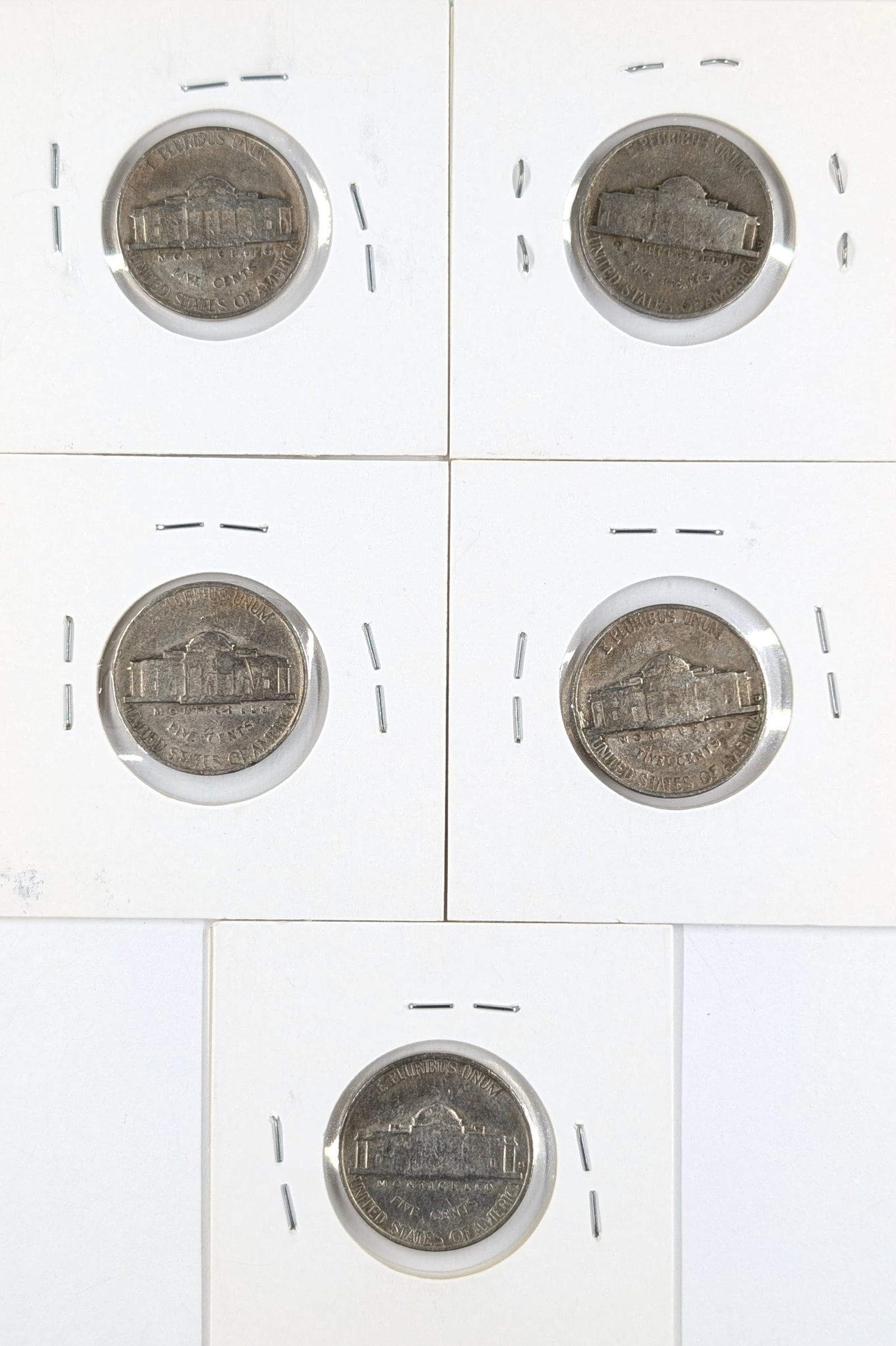 Lot of 5 Jefferson Nickels - 1946 P/D, 1947 P/D/S - 2