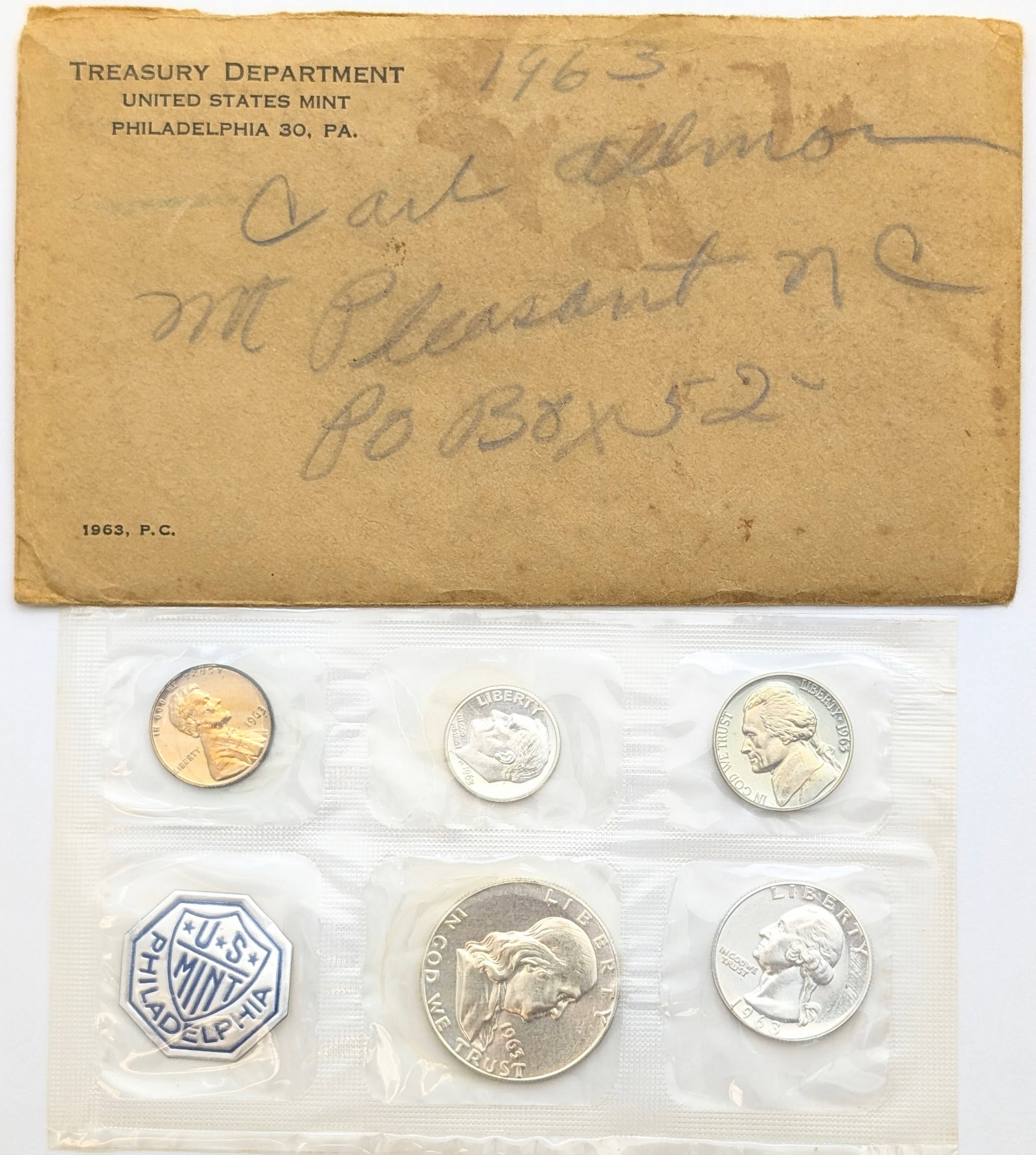 1963 Silver US Mint Proof Set w/ Silver Half, Quarter & Dime: Silver