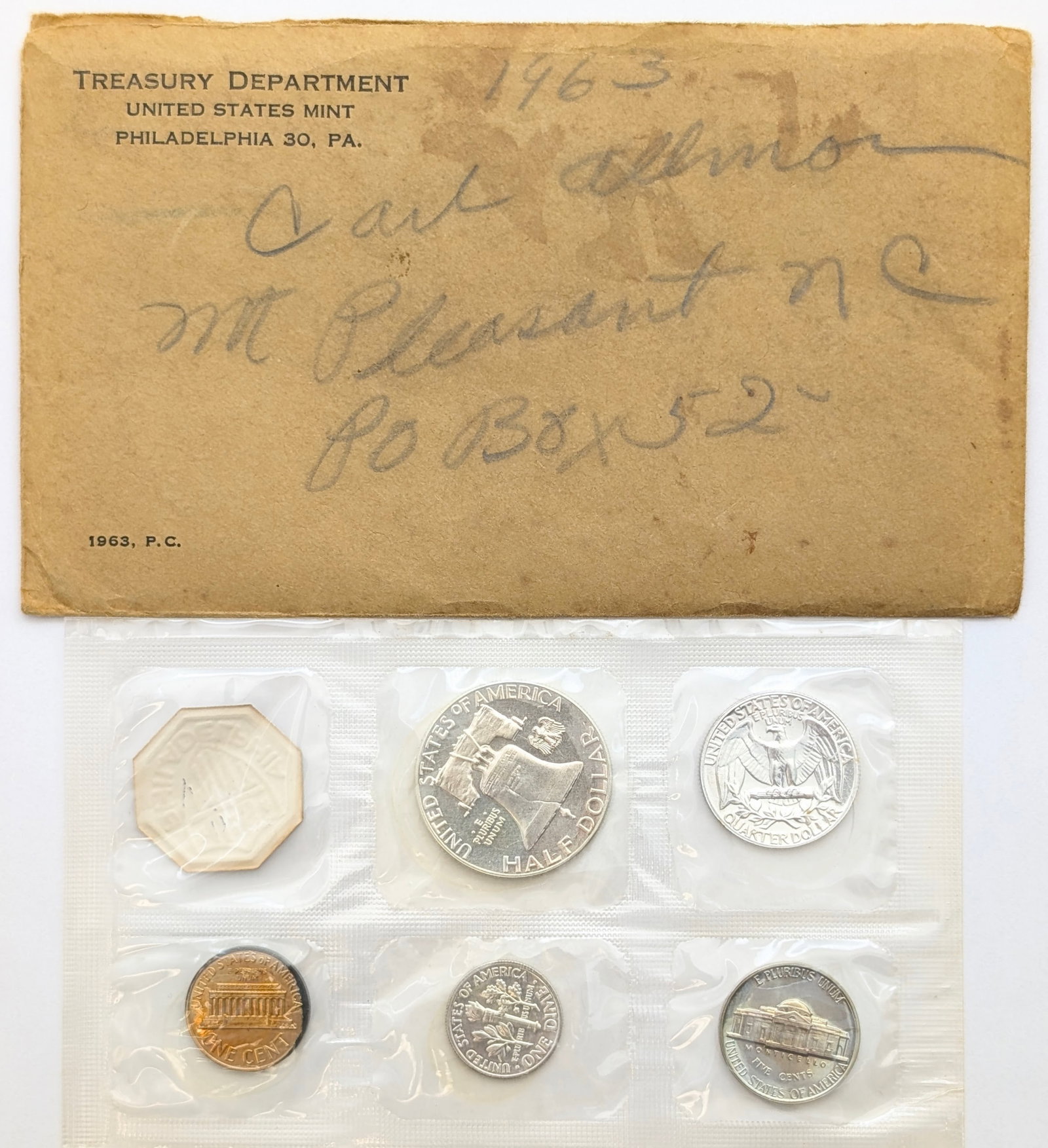 1963 Silver US Mint Proof Set w/ Silver Half, Quarter & Dime - 2
