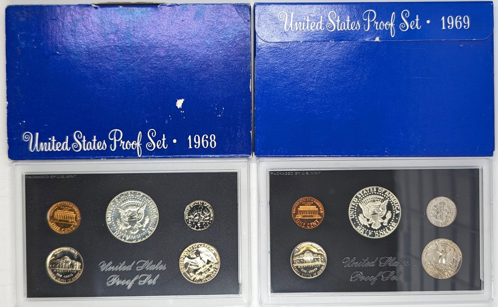 Lot of 2 US Mint Proof Set w/ Silver JFK Halves - 1968, 1969 - 2