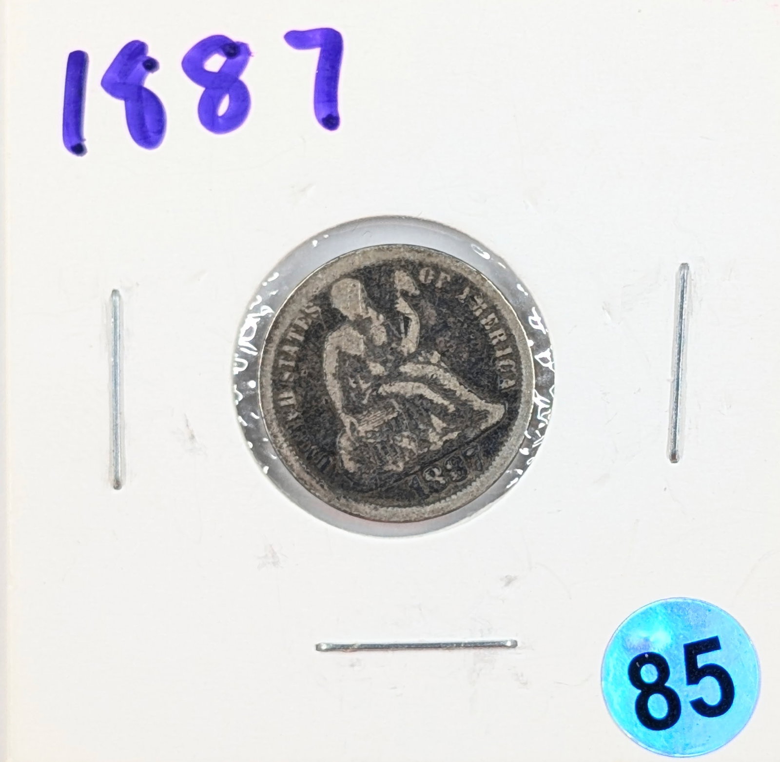 1887 Silver Seated Liberty Dime: Silver